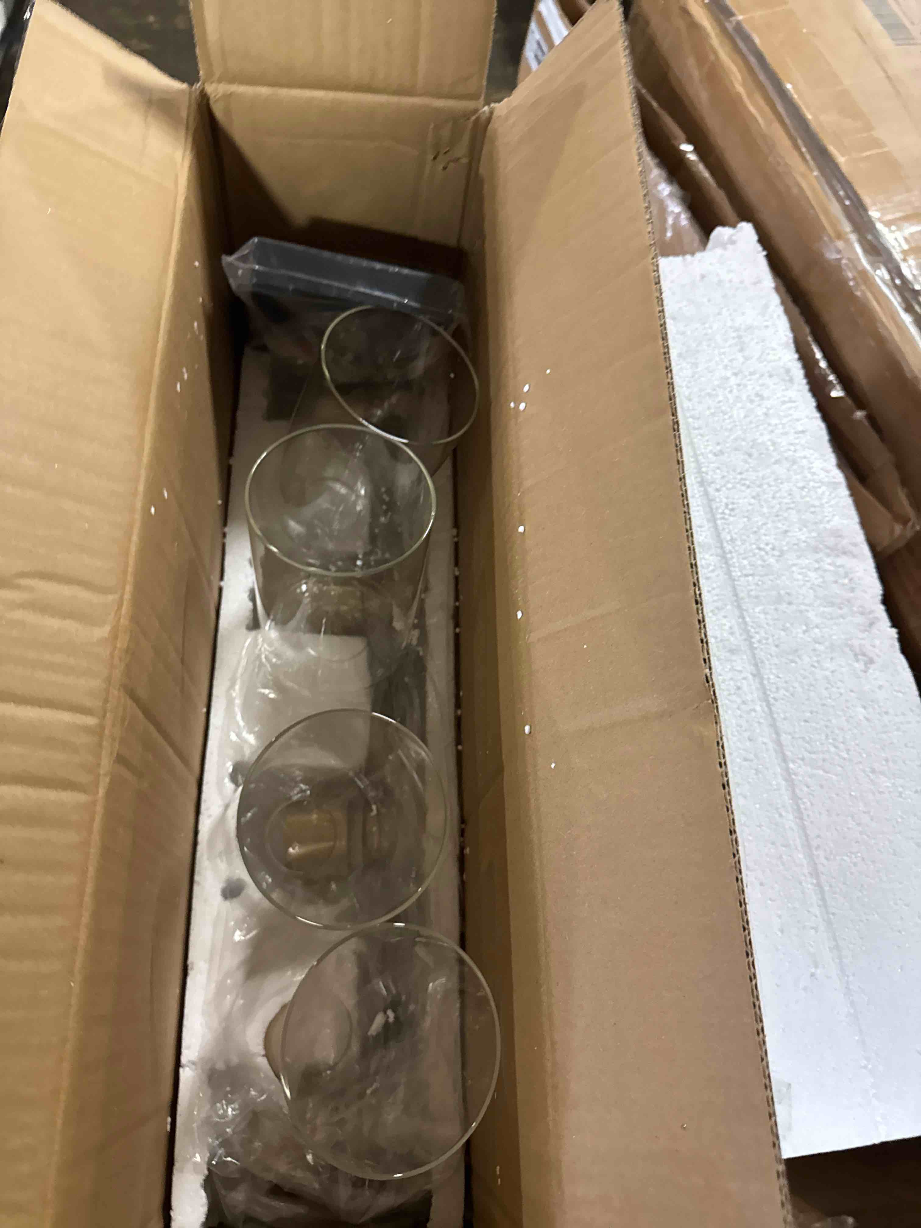 Condition photo showing New/Like New for hasipu 4-light bathroom light fixtures, vanity light with clear glass shade, bathroom lighting fixtures over mirror for kitchen living room hallway cabinet porch