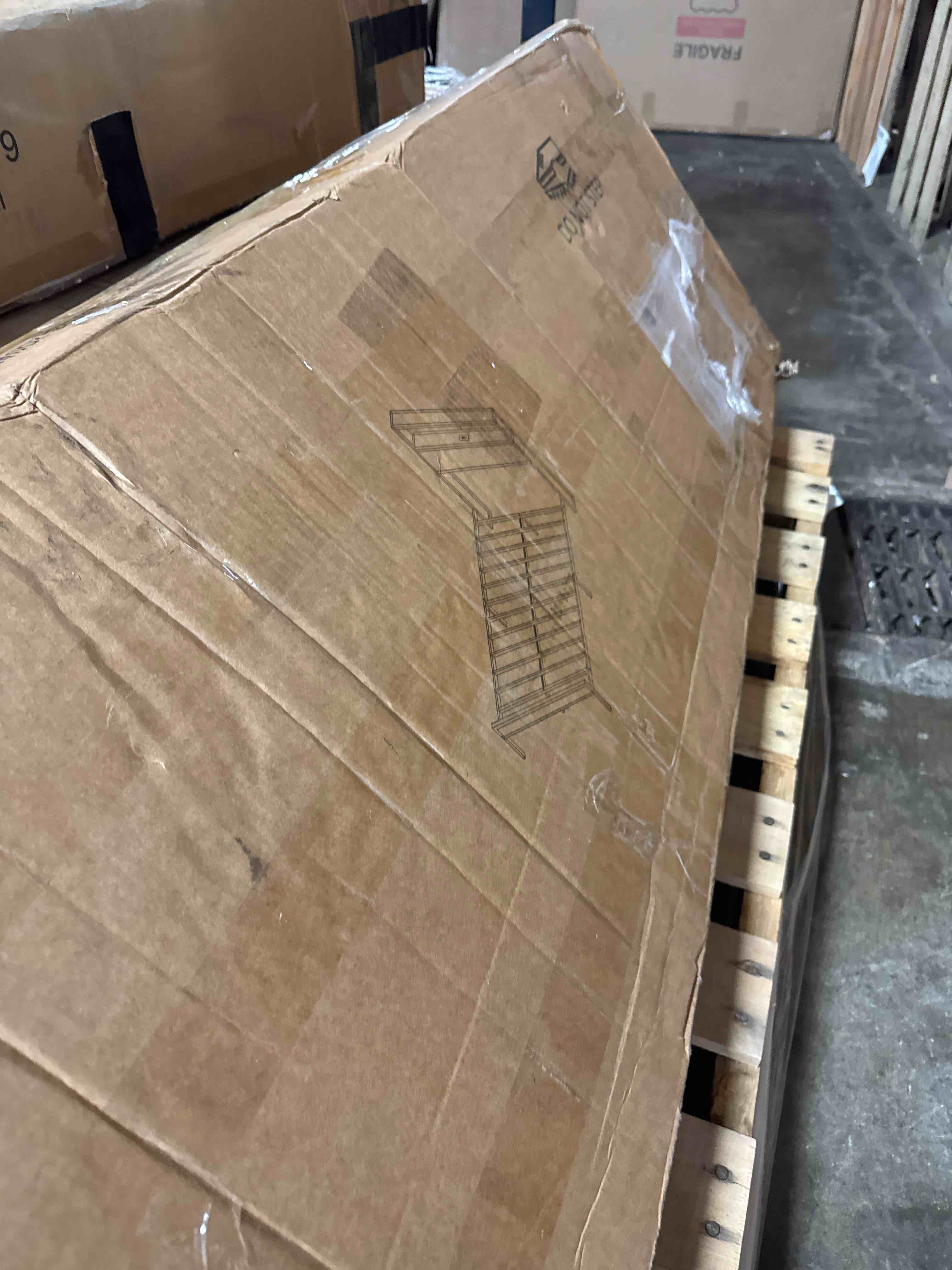 Condition photo showing New/Like New for amerlife queen size bed frame with storage headboard & charging station, industrial metal platform bed with large under-bed storage, heavy duty slats, no box spring needed, dark brown
