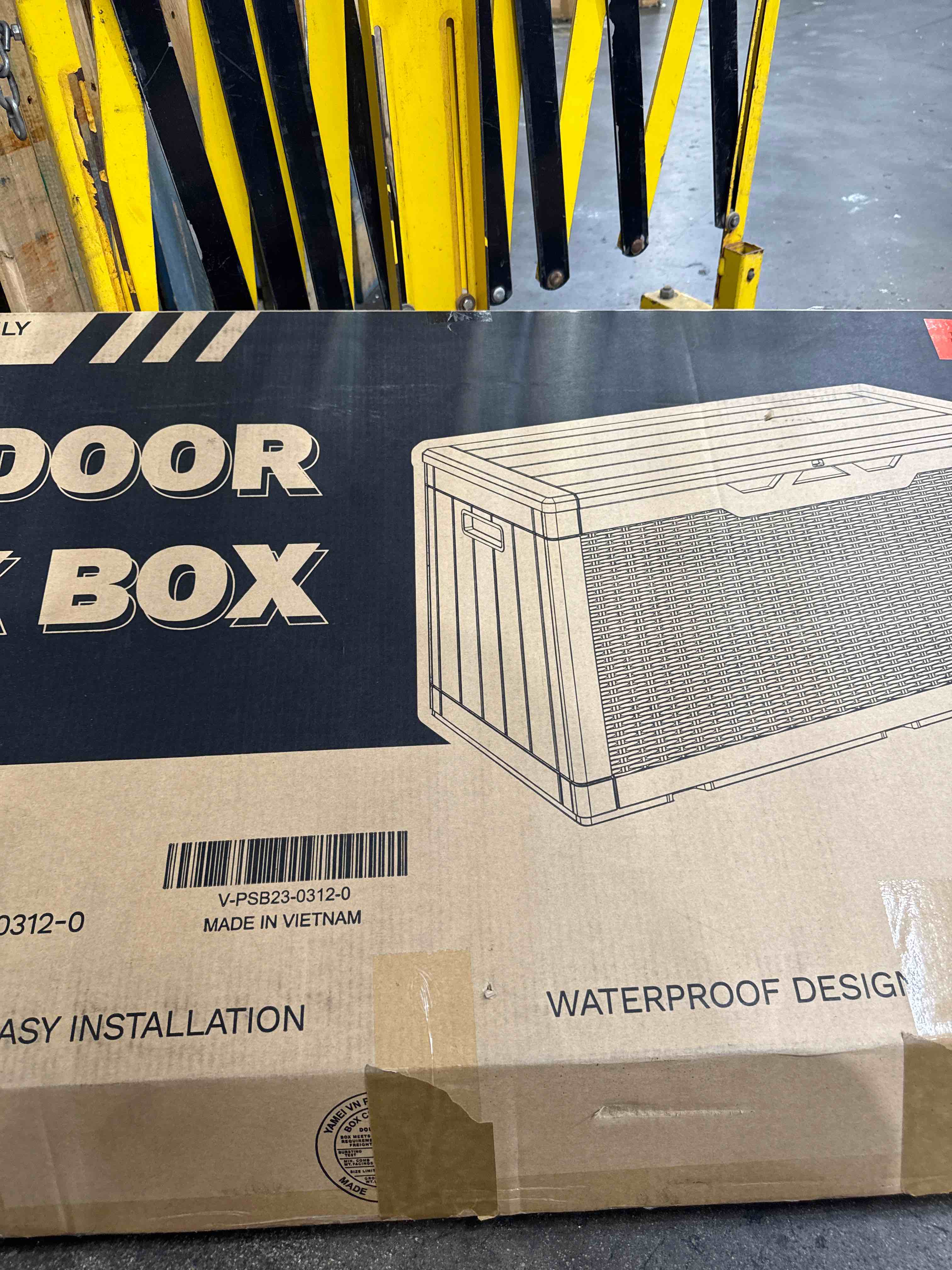 Condition photo showing New/Like New for devoko 100 gallon waterproof large resin deck box indoor outdoor lockable storage container for patio furniture cushions garden tools (100 gallon, black)