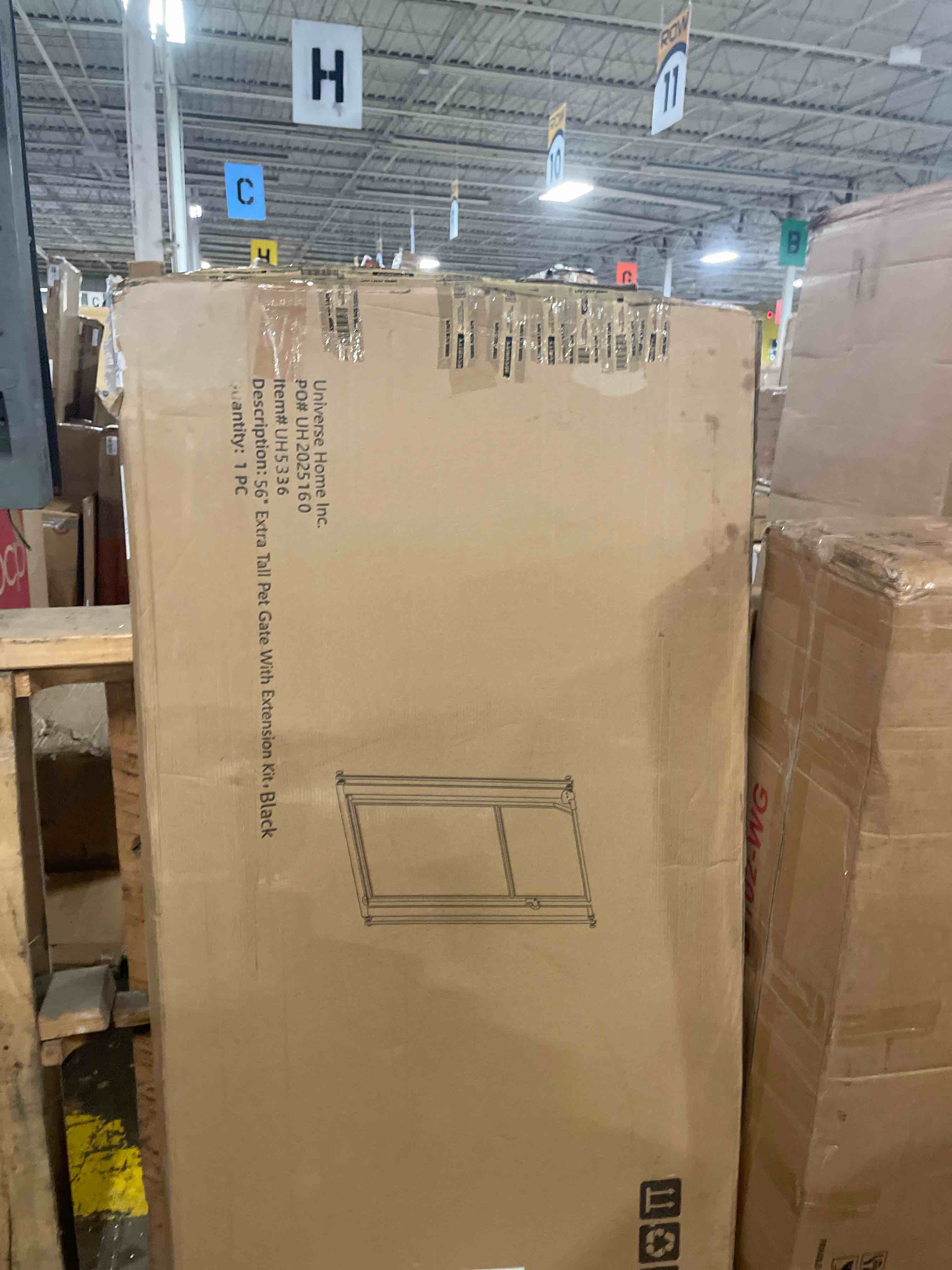 Condition photo showing New/Like New for no pawblems 55" extra tall pet gate for cat/dog, 29-40" wide auto close tall dog gate for doorways/hallways, 1.37" ultra narrow spacing, no drilling pressure mounted, black