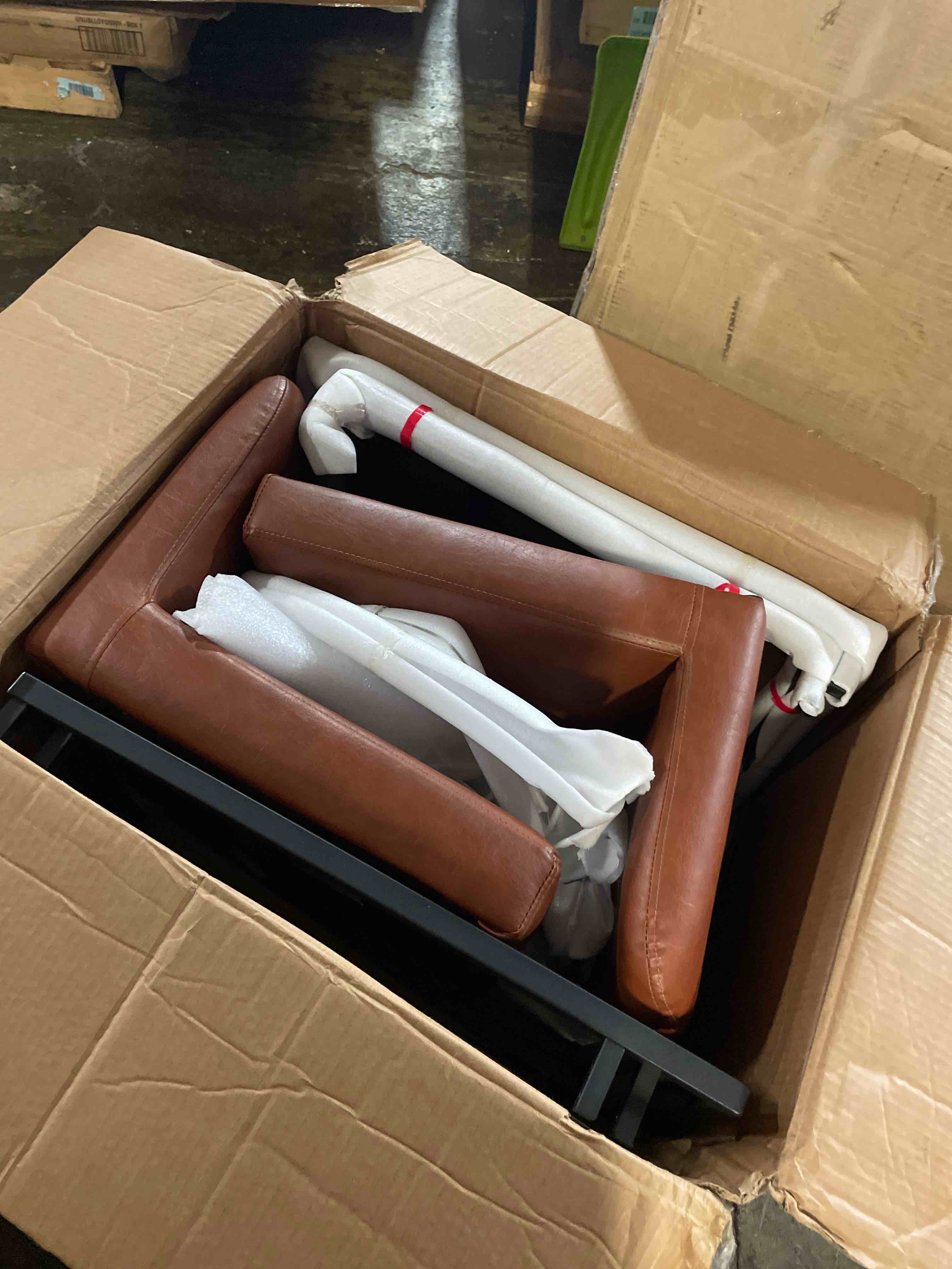 Condition photo showing New/Like New for alpha home 24” bar stools set of 2 counter height bar stool pu leather kitchen modern bar stools with backrest upholstered footrest sturdy chromed metal steel frame,brown.