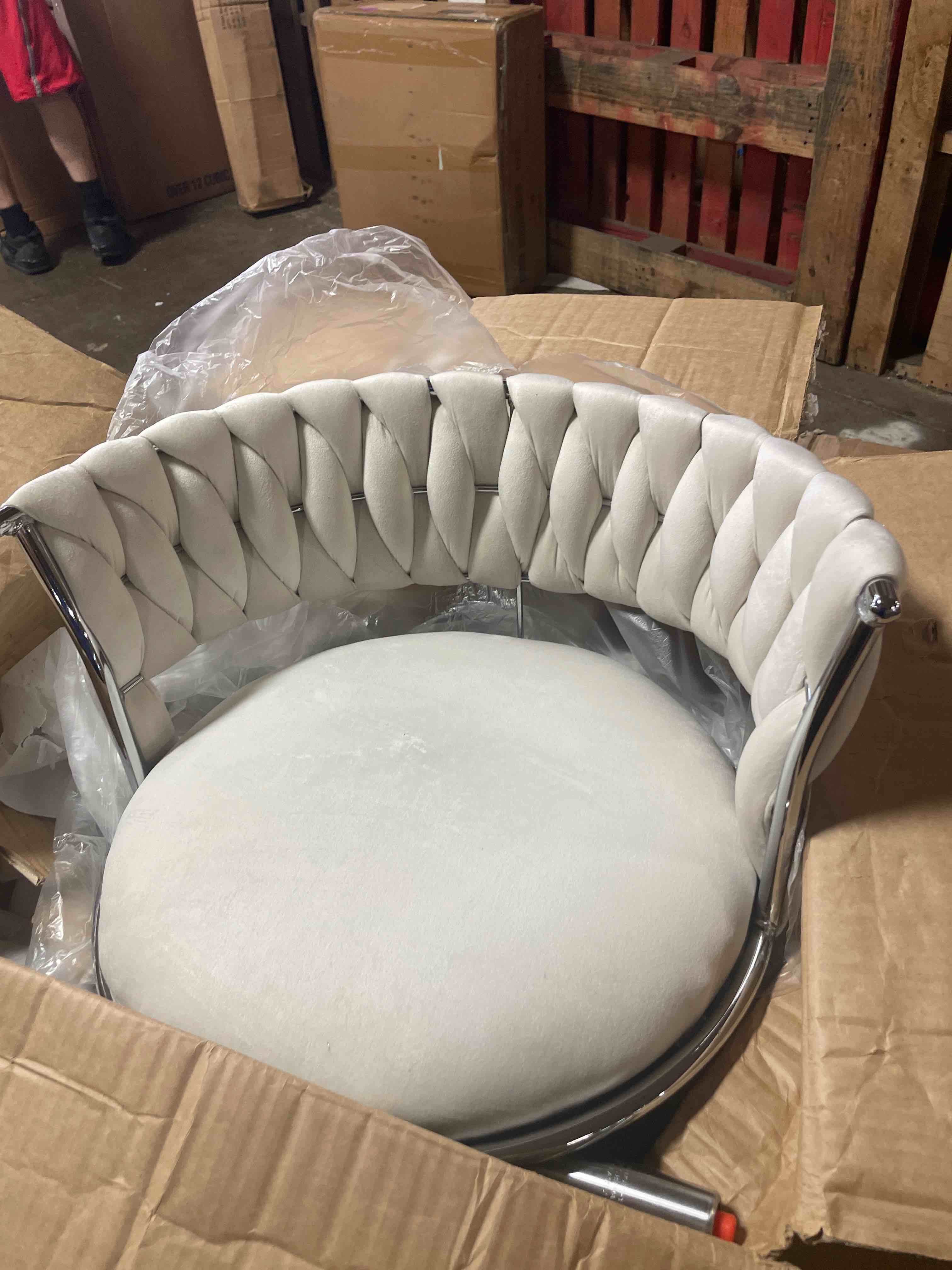 Condition photo showing Good Condition for awqm velvet bar stool set of 2,counter height barstools adjustable kitchen island chairs,swivel bar stools upholstered bar chairs counter stool armless chairs with back & footrest, beige