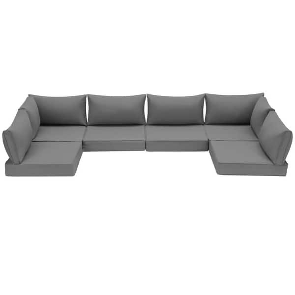 outdoor replacement cushions for patio furniture, waterproof & non-slip 4" sofa cushions, 6-seat conversation sets, uv-resistant - grey