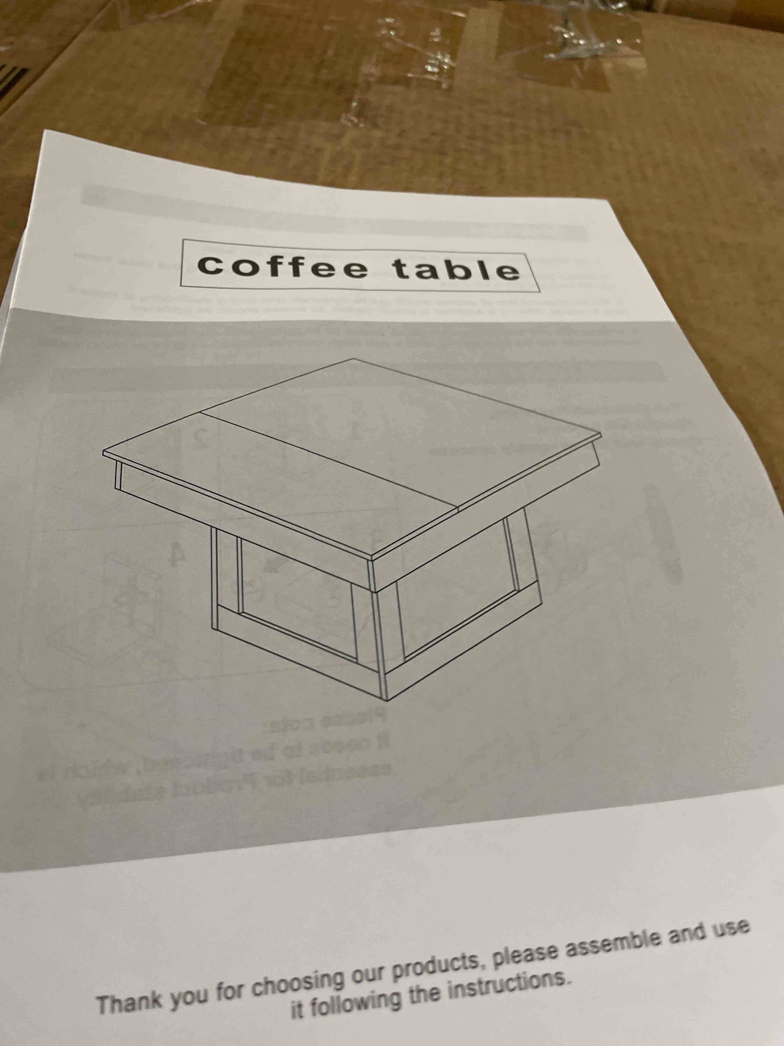 Condition photo showing New/Like New for (lighter color )knoworld square coffee table, wooden coffee table with storage and cat house, rustic brown cocktail