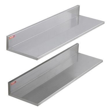 vevor 8.6" x 30" stainless steel shelf, wall mounted floating shelving with backsplash, 44 lbs load capacity commercial shelves