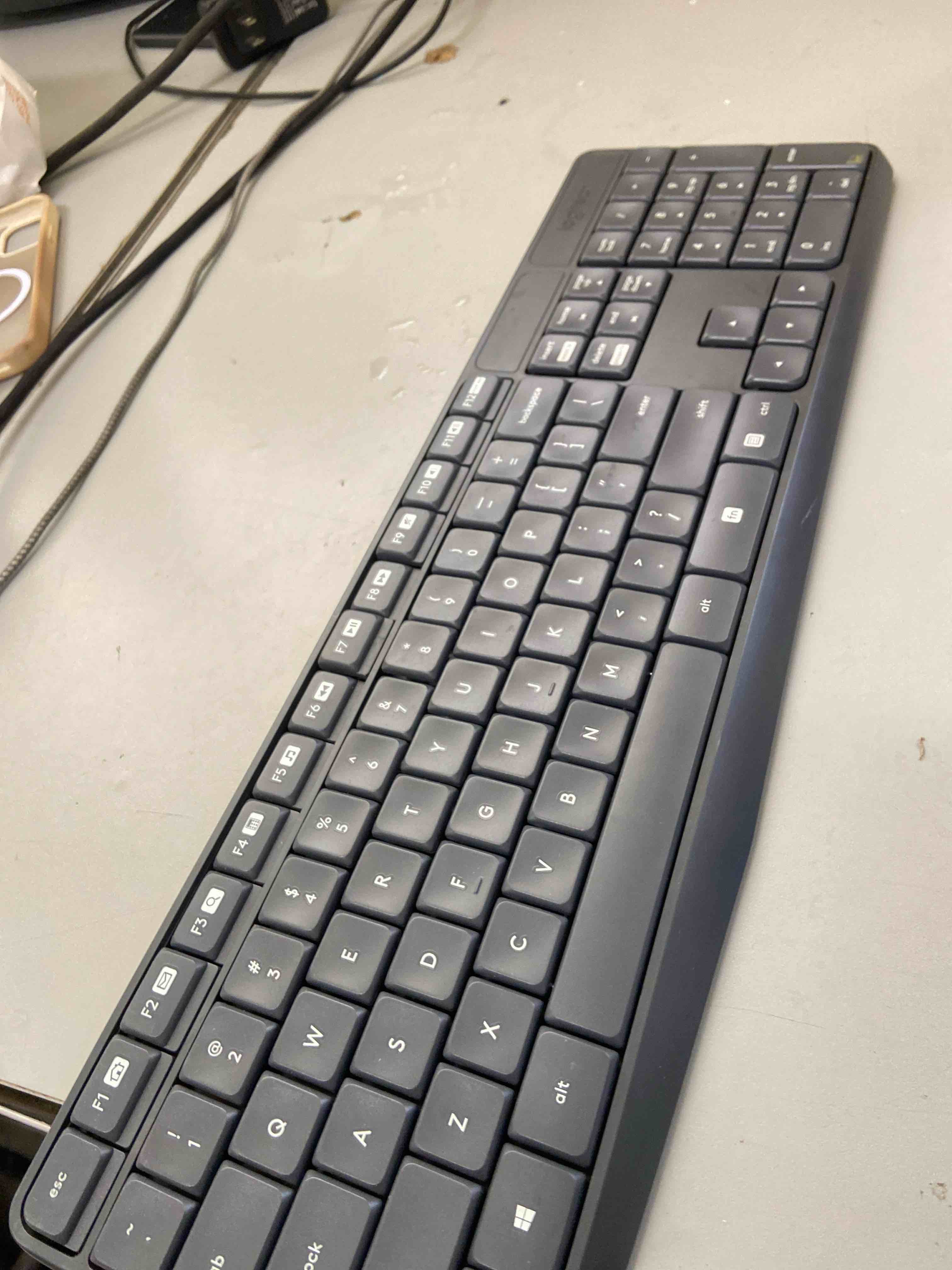 Condition photo showing Good Condition for logitech mk235 wireless keyboard and mouse combo for windows, 2.4 ghz wireless unifying usb receiver, 15 fn keys, long battery life, compatible with pc, laptop