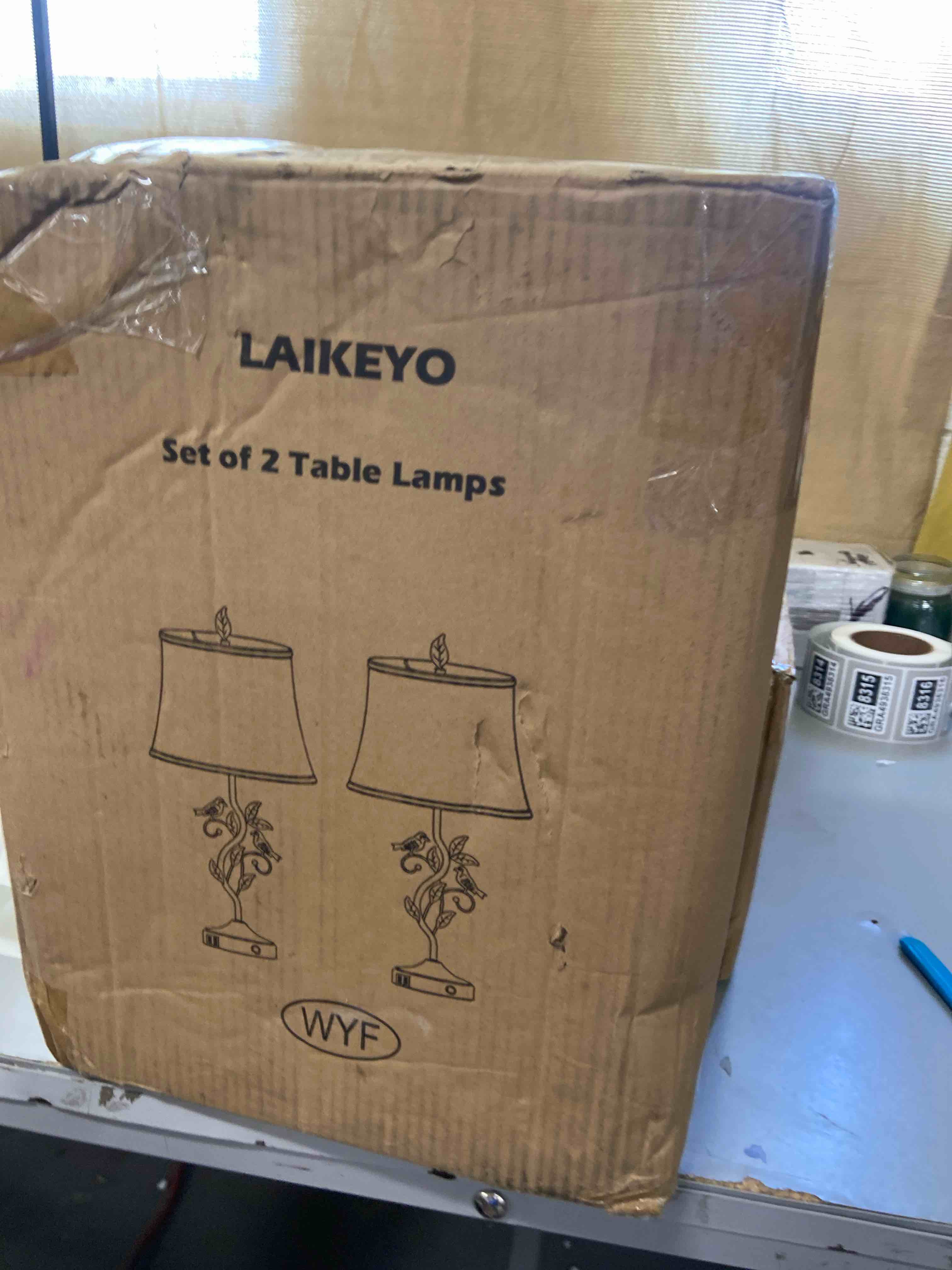 Condition photo showing New/Like New for roriano 27" set of 2 touch farmhouse table lamps for living room with 3-way dimmable 2 usb ports, vintage rustic iron leaf nightstand lamp for bedroom, led bulb included (?bronze)