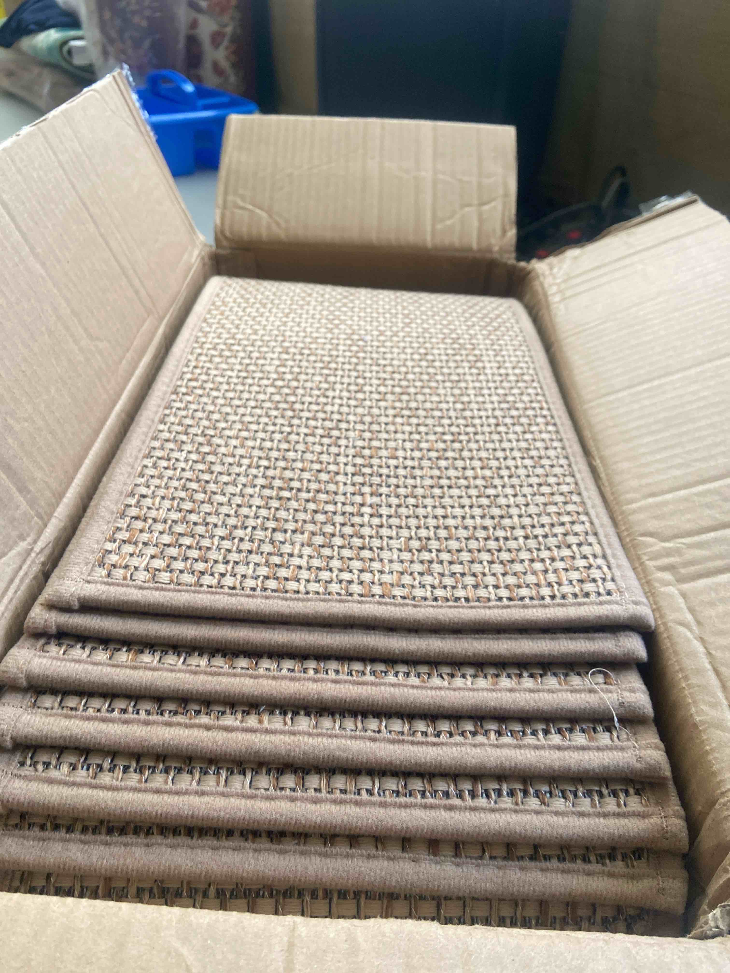 Condition photo showing New/Like New for smilool stair treads non slip for wooden steps indoor 9" x 36" 15 pack extra wide stair tread carpet stairs runner, step pads with reusable adhesive for dogs kids elders, machine washable, beige 9 x 36 inch beige 15