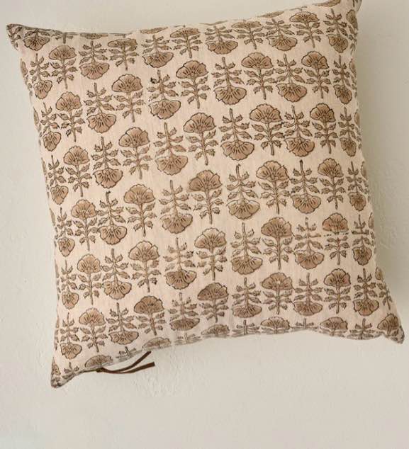   flora natural printed pillow cover 