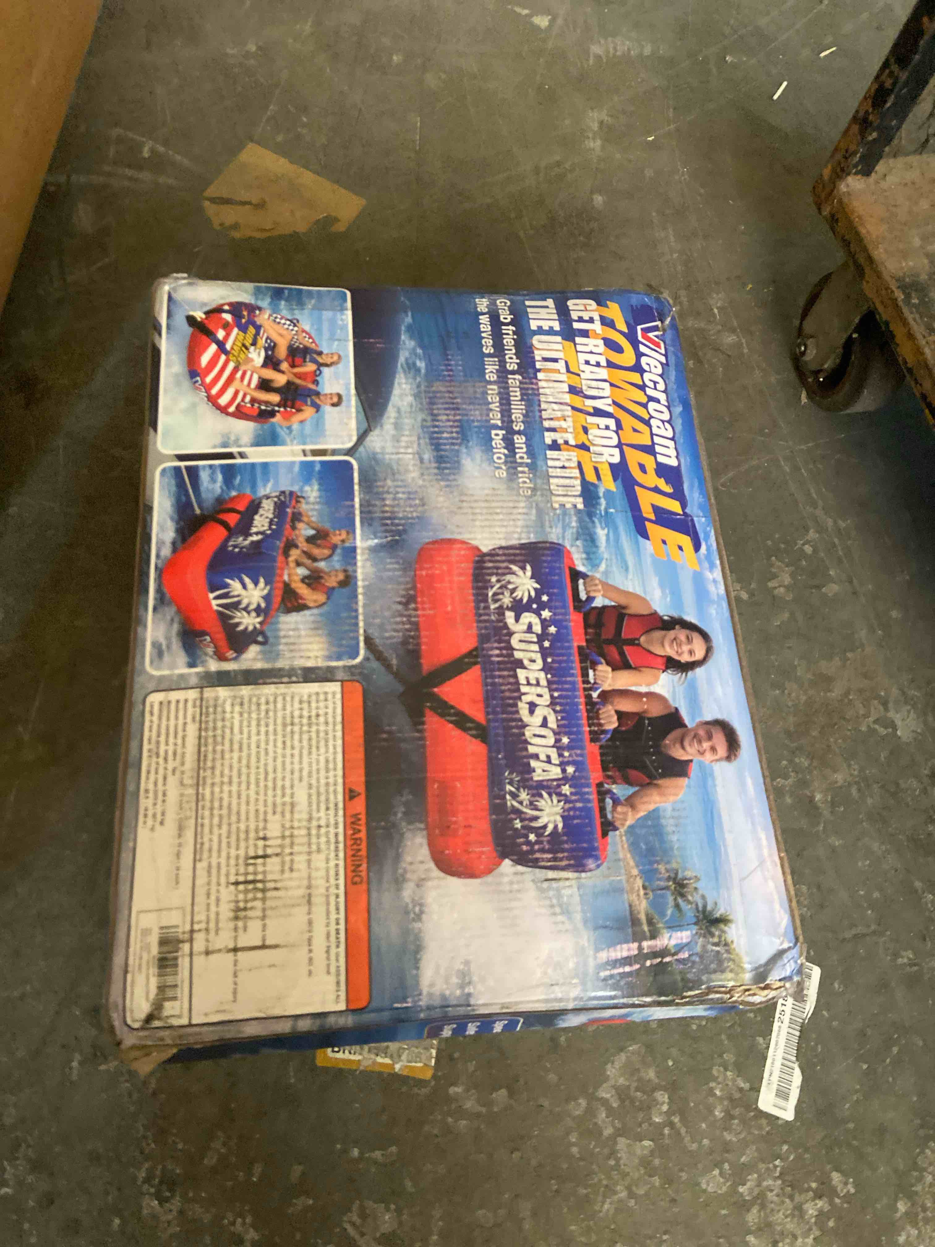 Condition photo showing New/Like New for towable tubes for boating 2-person: heavy duty boat tube for tubing with backrest & eva pad - dual tow points water tubes for boats, boat towables for lake & water sports with speed valve