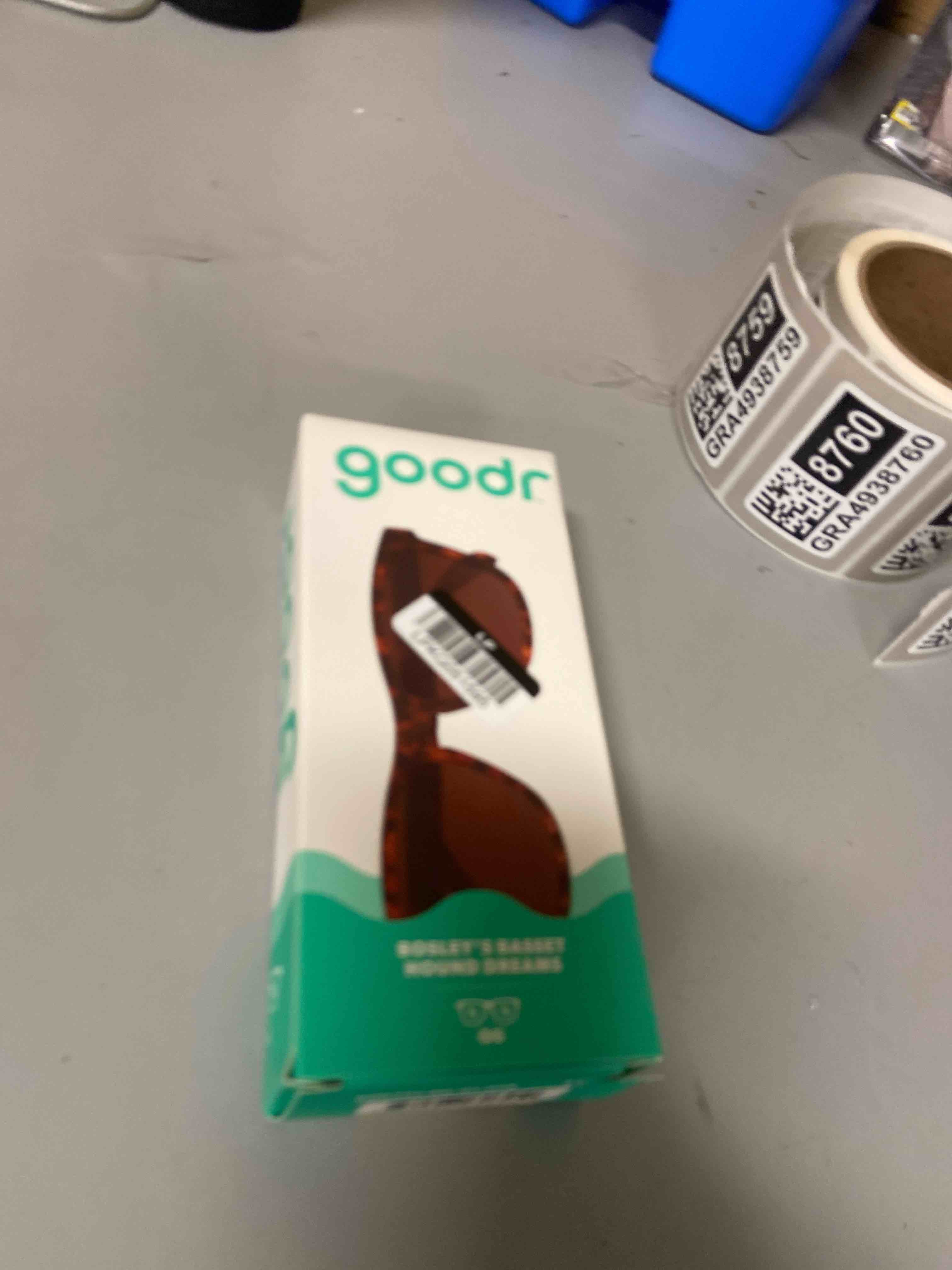 Condition photo showing New/Like New for goodr adult og bosley's basset hound dreams plastic rectangle sunglasses - brown