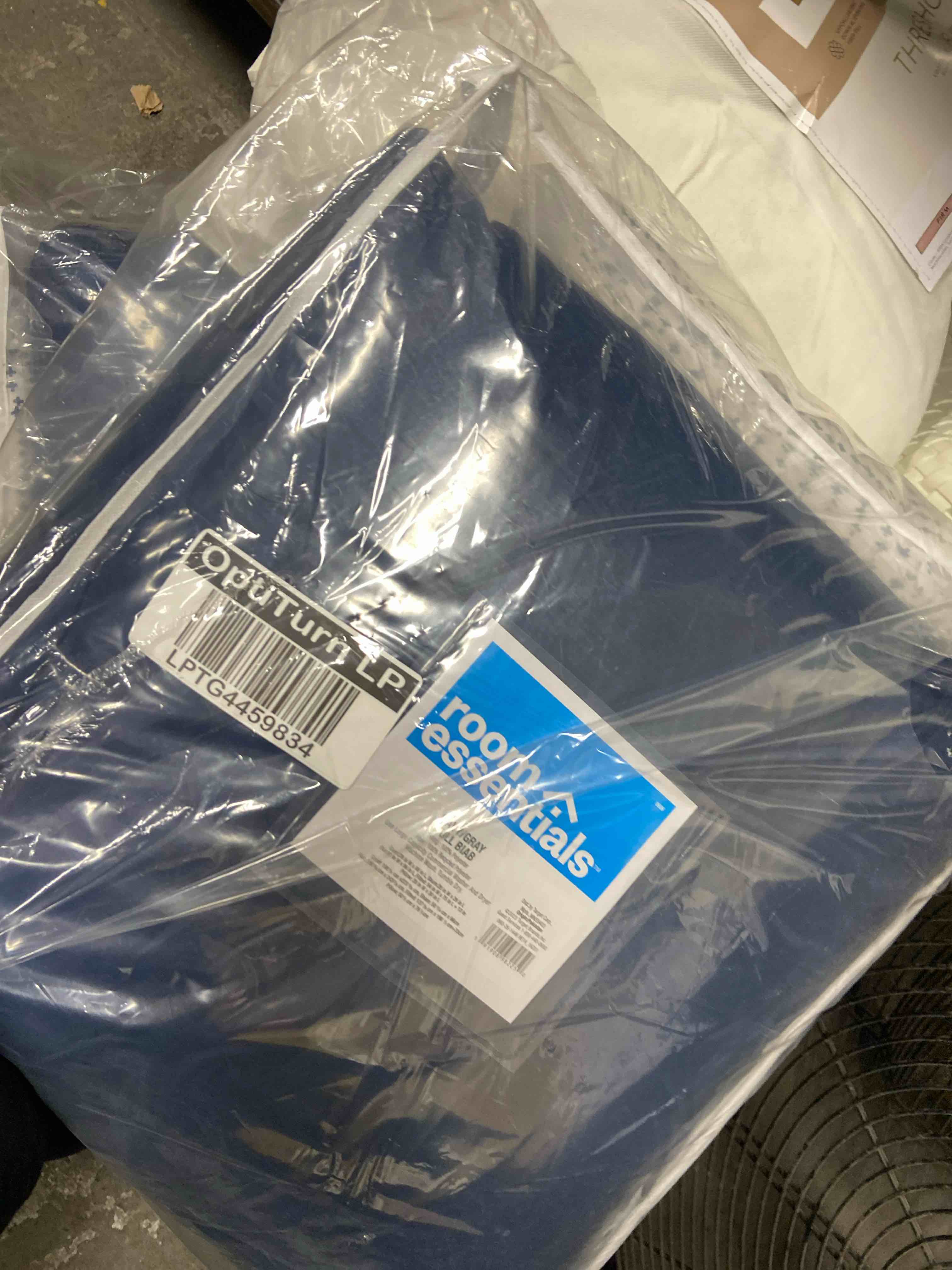 Condition photo showing New/Like New for 7pc full solid microfiber comforter & sheets set navy/gray - room essentials™: quilted, plain weave, oeko-tex certified