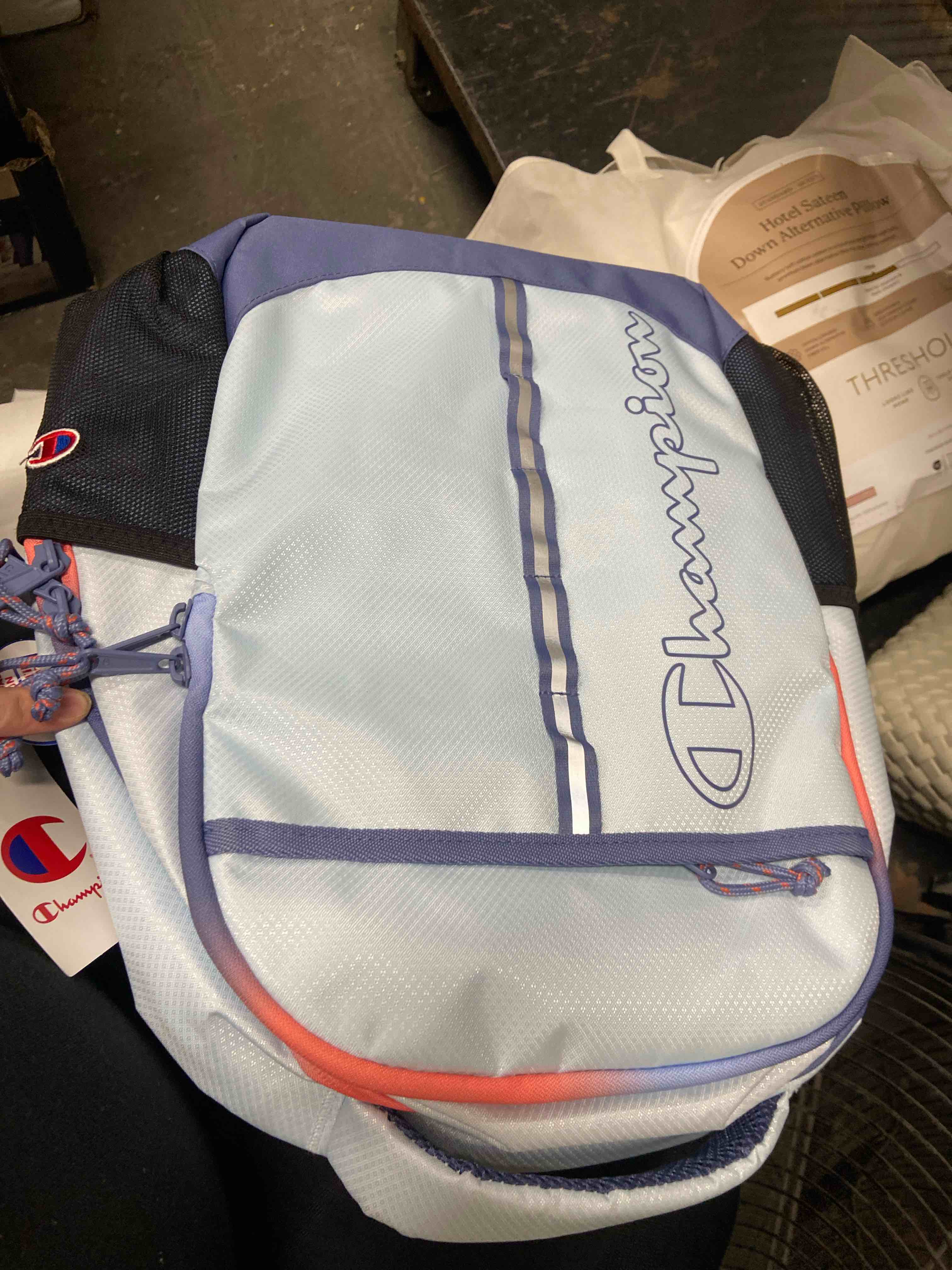 Condition photo showing New/Like New for champion center backpack - light blue