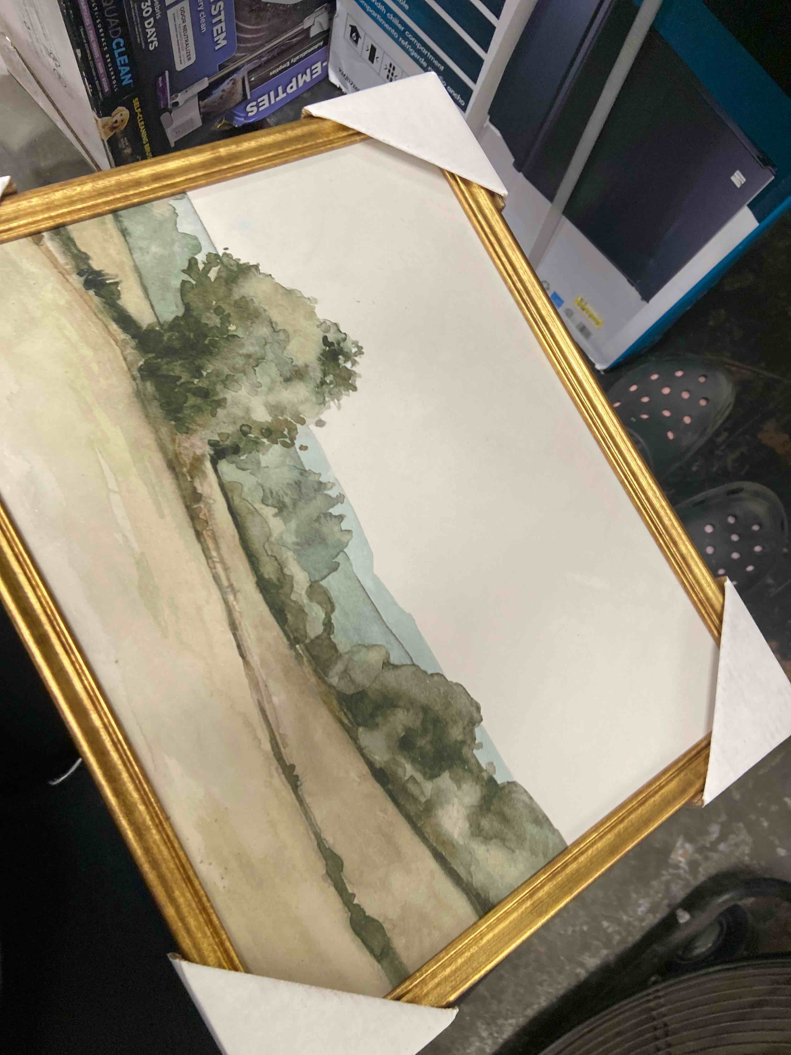 Condition photo showing New/Like New for 14" x 11" rolling hills framed wall canvas green - threshold™ designed with studio mcgee