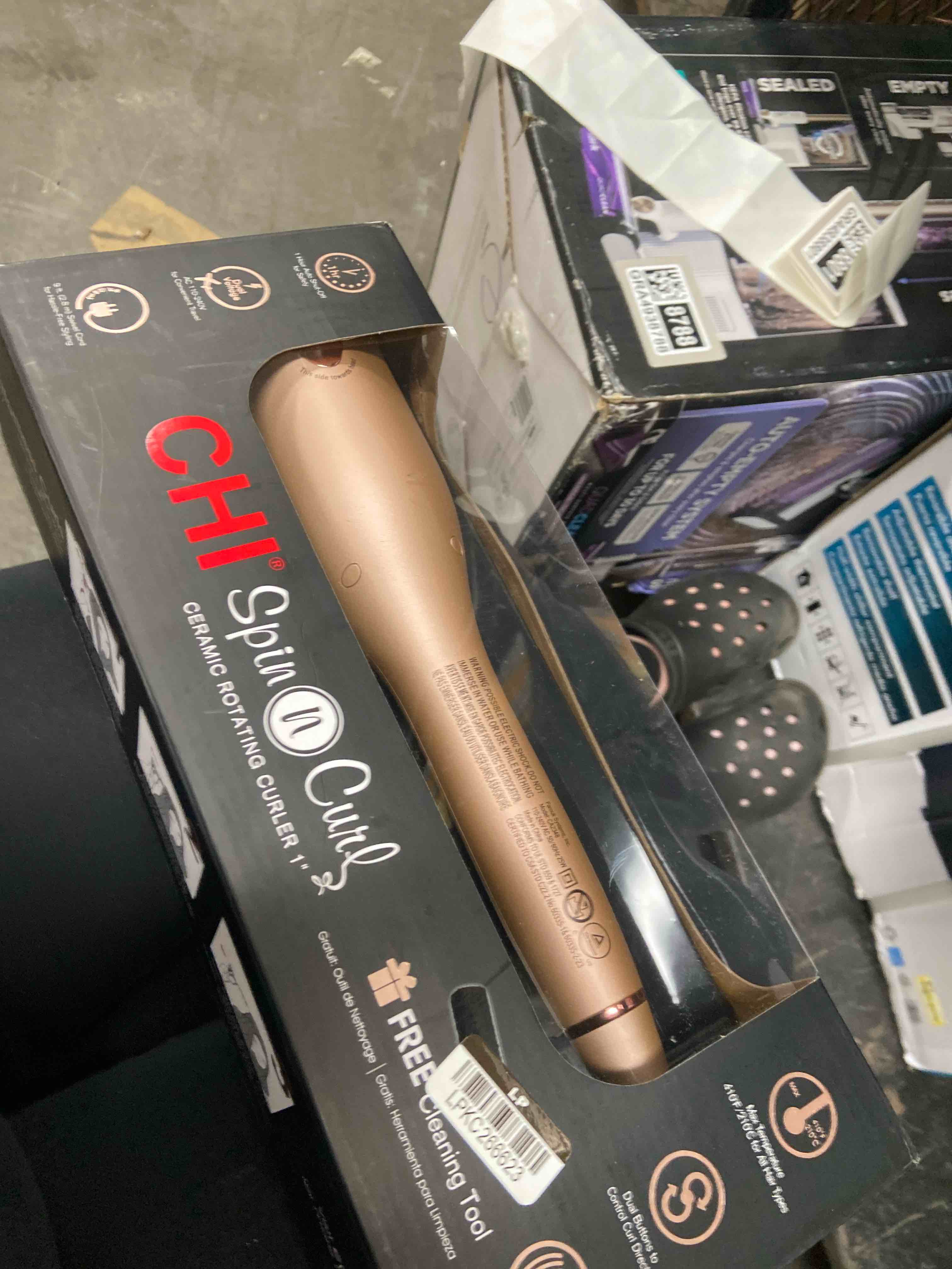 Condition photo showing New/Like New for chi spin n curl 1? ceramic rotating curling iron, adjustable preset heat settings for all hair types, salon-quality curls & waves, auto shut-off, tangle protection, rose gold rose gold 1 count (pack of 1)