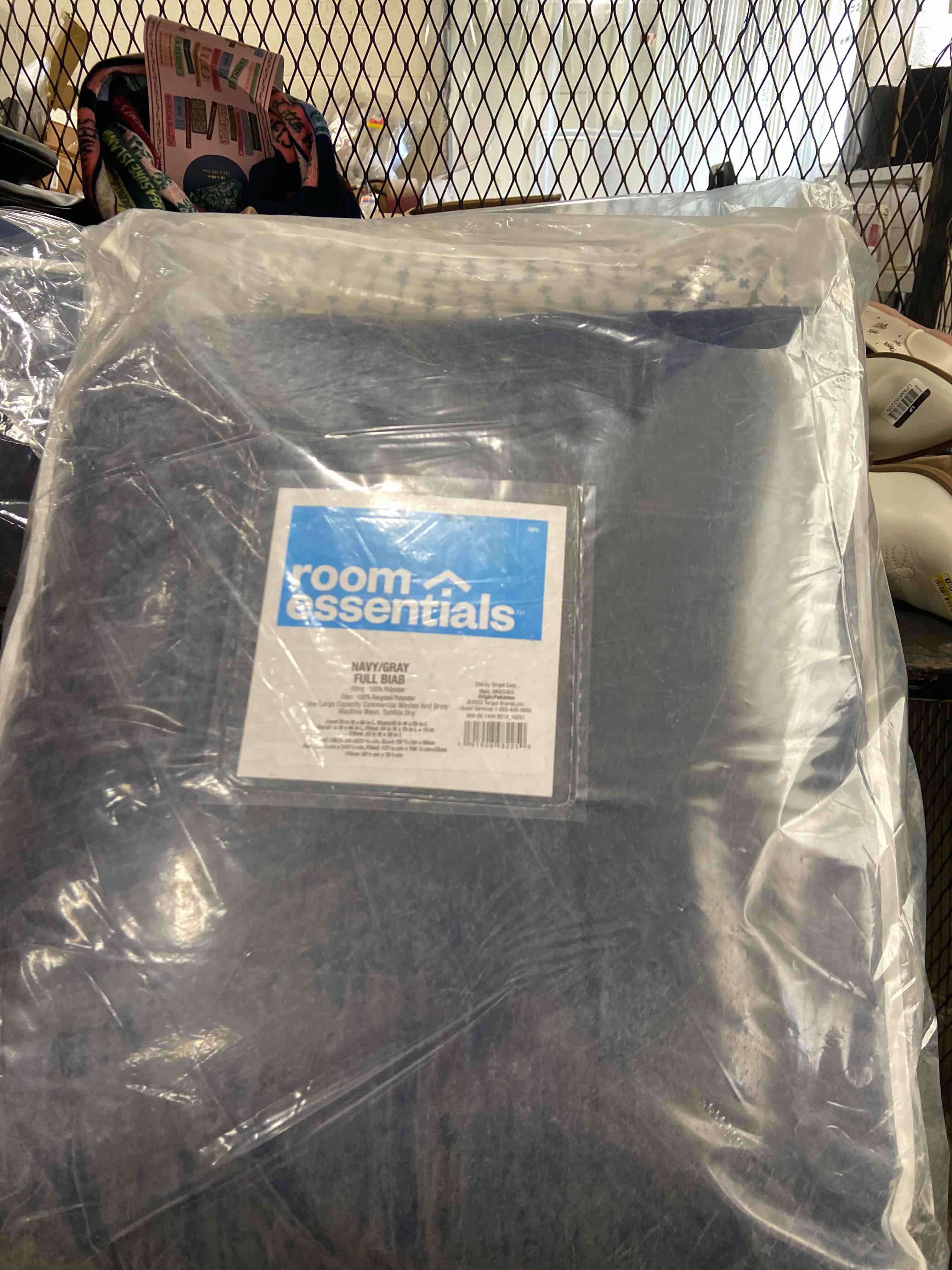 Condition photo showing New/Like New for 7pc full solid microfiber comforter & sheets set navy/gray - room essentials™: quilted, plain weave, oeko-tex certified