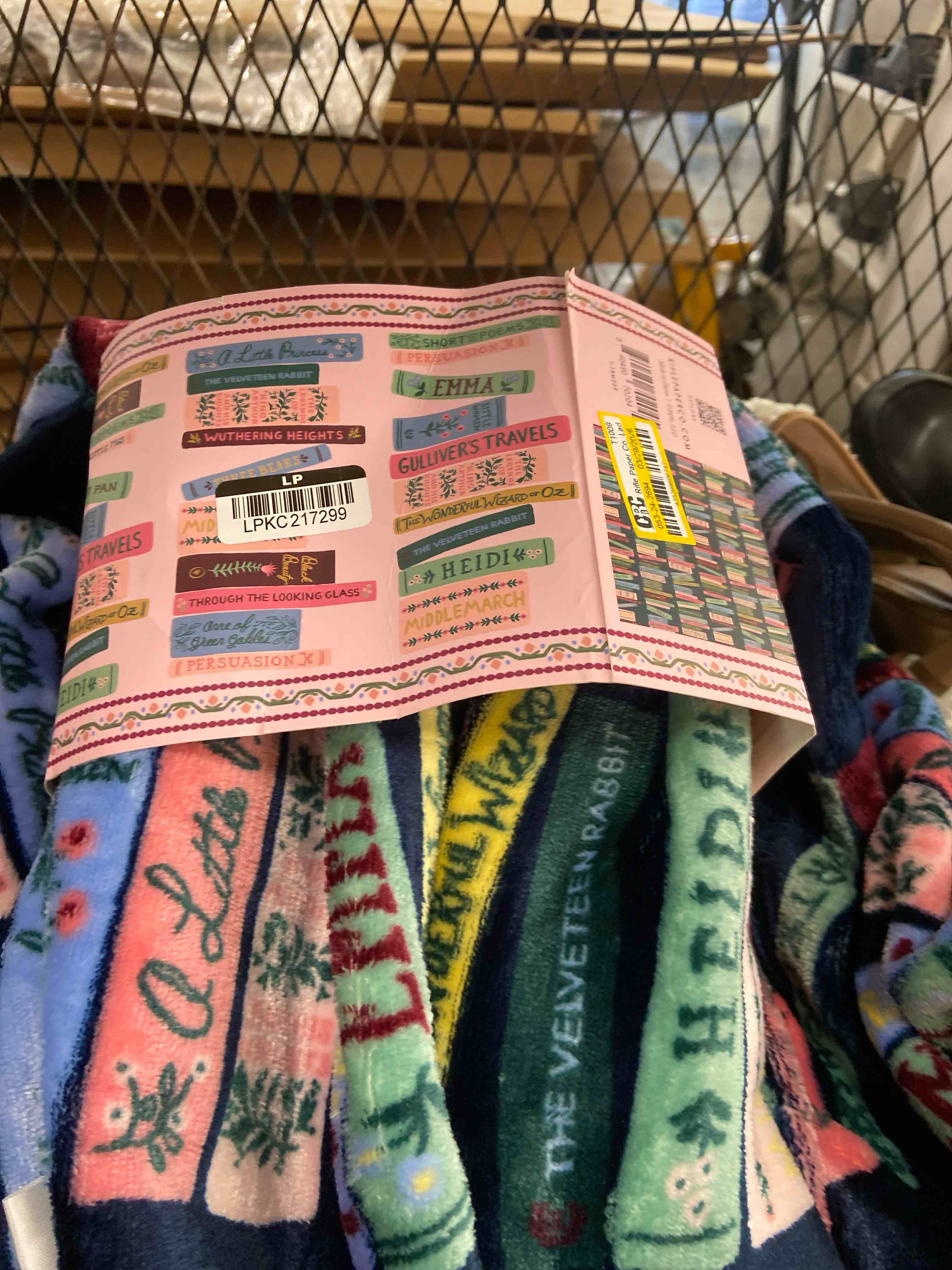 Condition photo showing New/Like New for rifle paper co. ladies night book club fleece blanket
