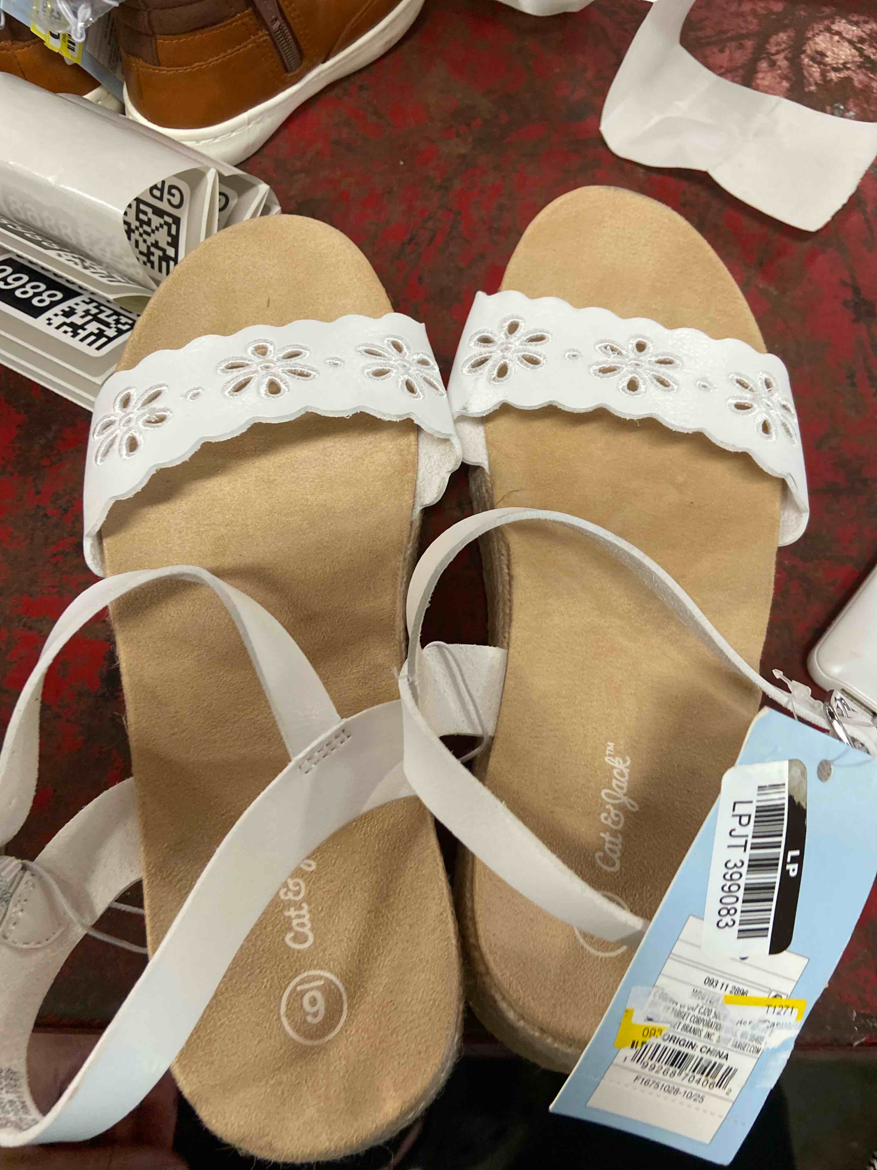 Condition photo showing New/Like New for kids' lindsey casual sandals - cat & jack™ white 6