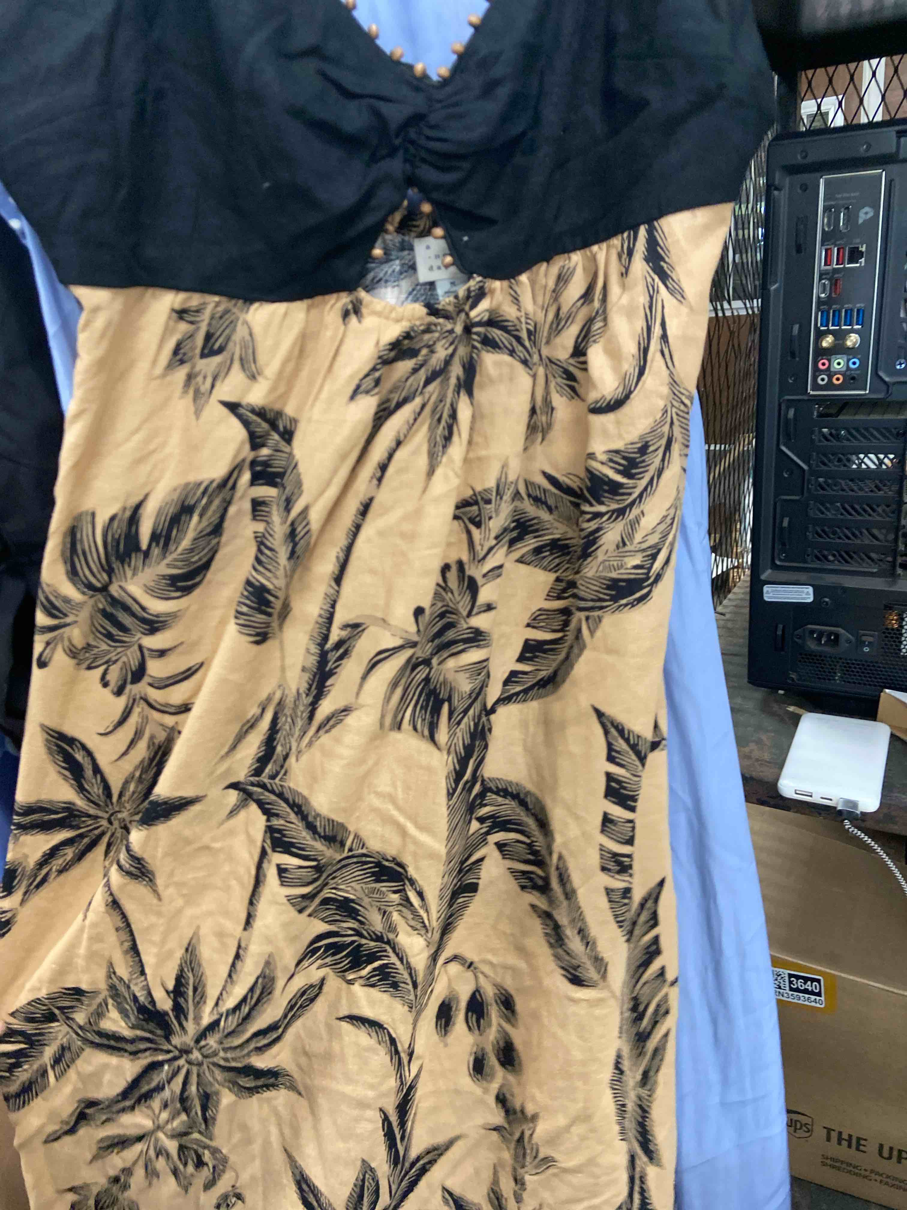 Condition photo showing New/Like New for women's beaded strap printed maxi dress - a new day™ black m