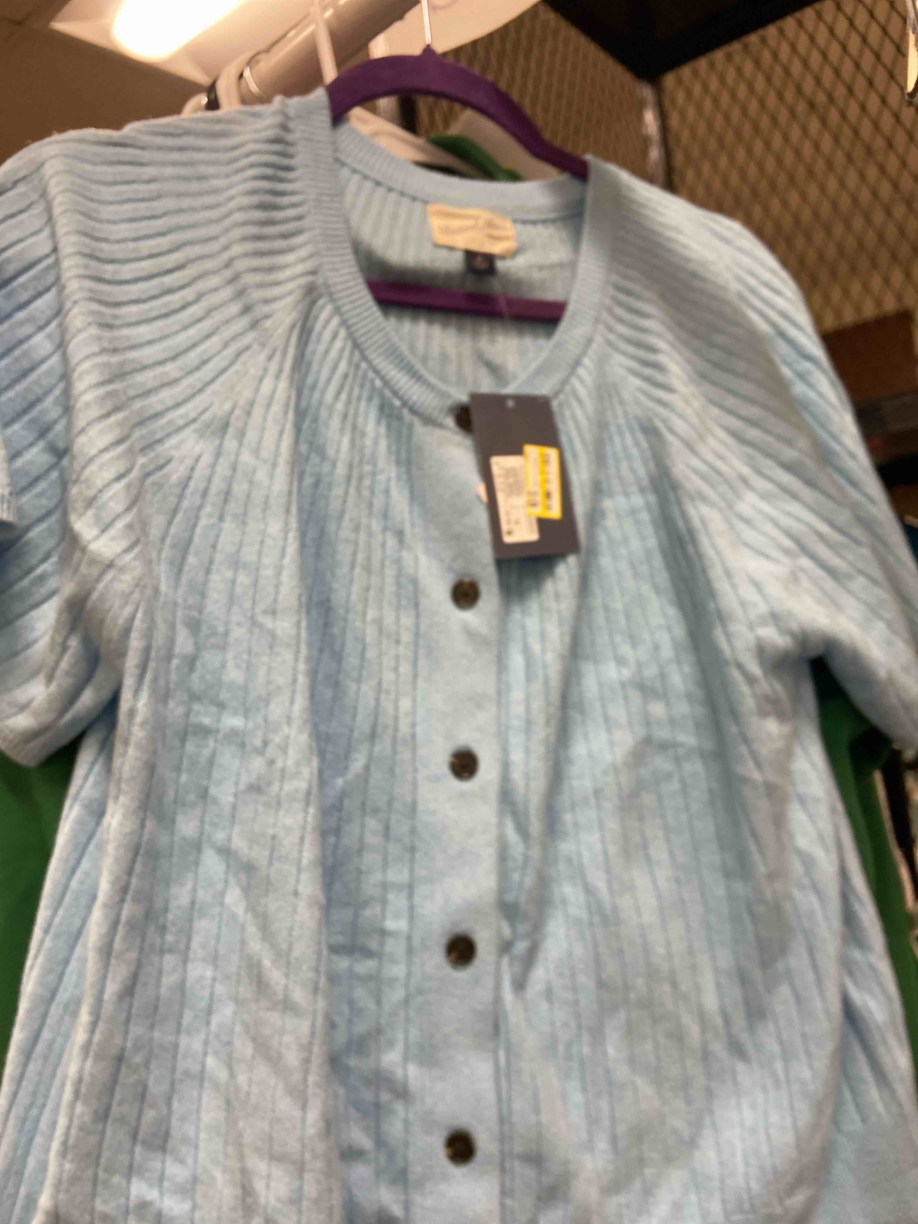 Condition photo showing New/Like New for women's raglan flutter short sleeve cardigan sweater - universal thread™ blue xl