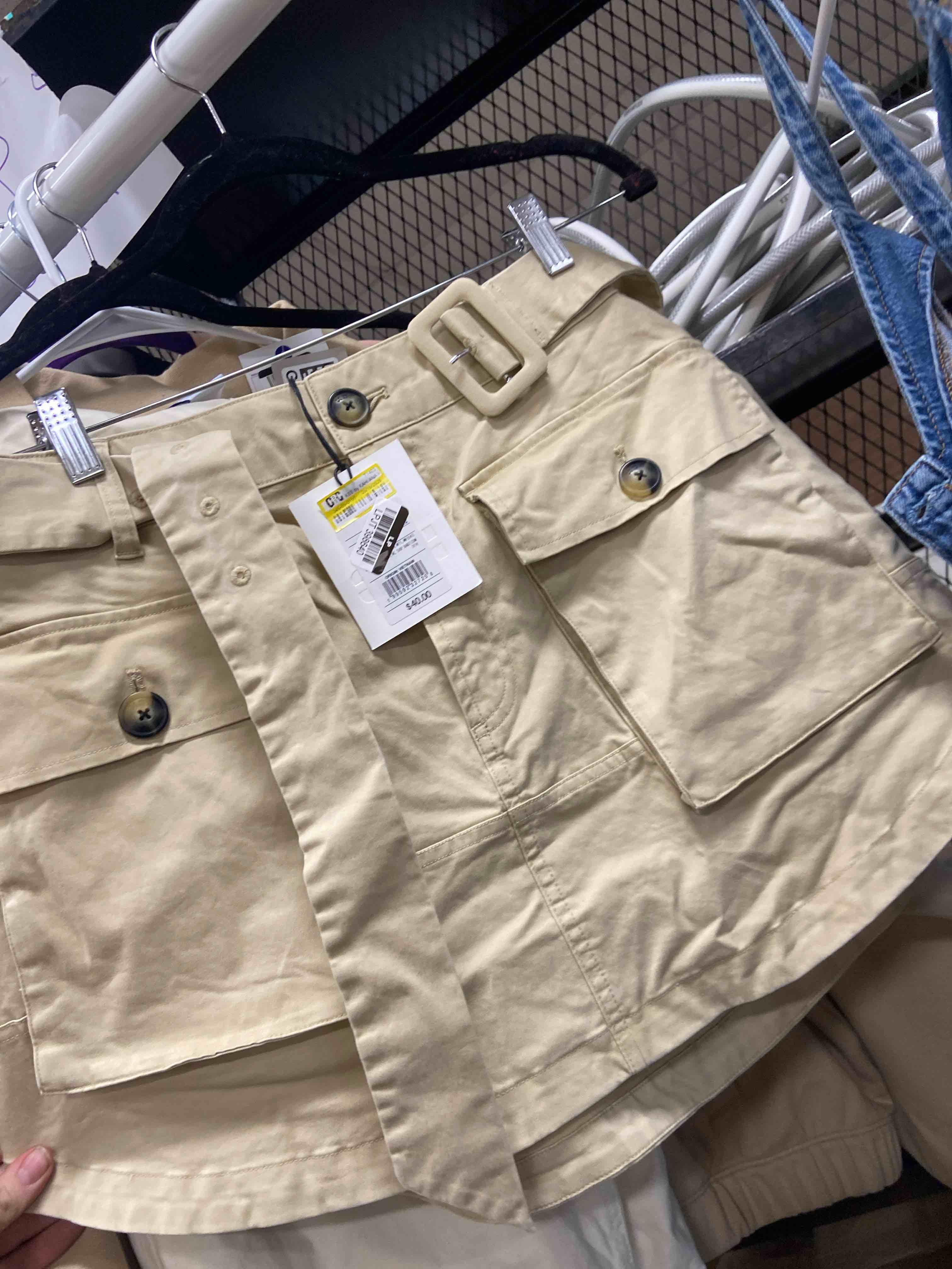 Condition photo showing New/Like New for kbb by kahlana women's 'the flared cargo skirt' - tan 4