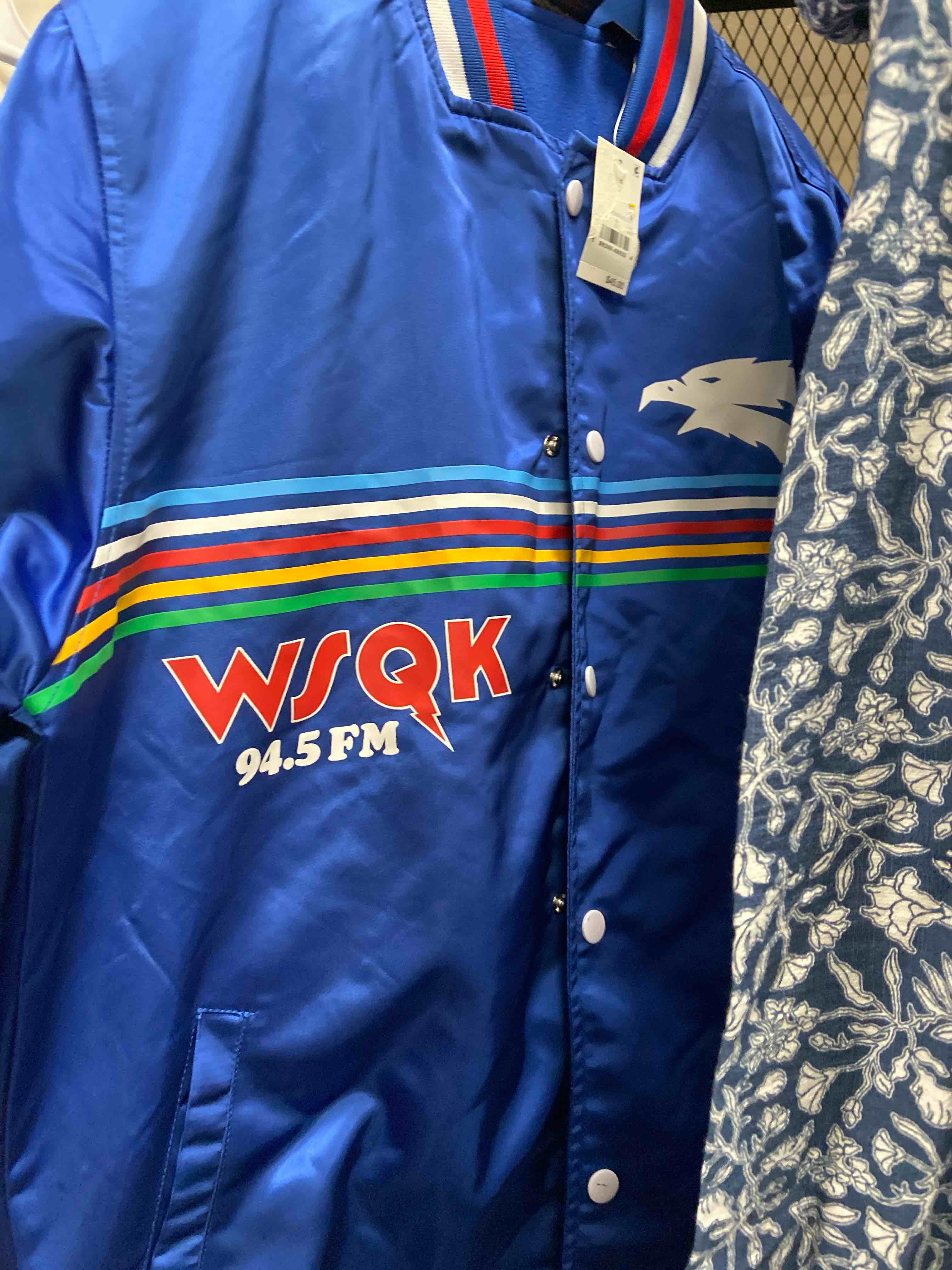 Condition photo showing New/Like New for men's stranger things wsqk satin bomber jacket - blue s