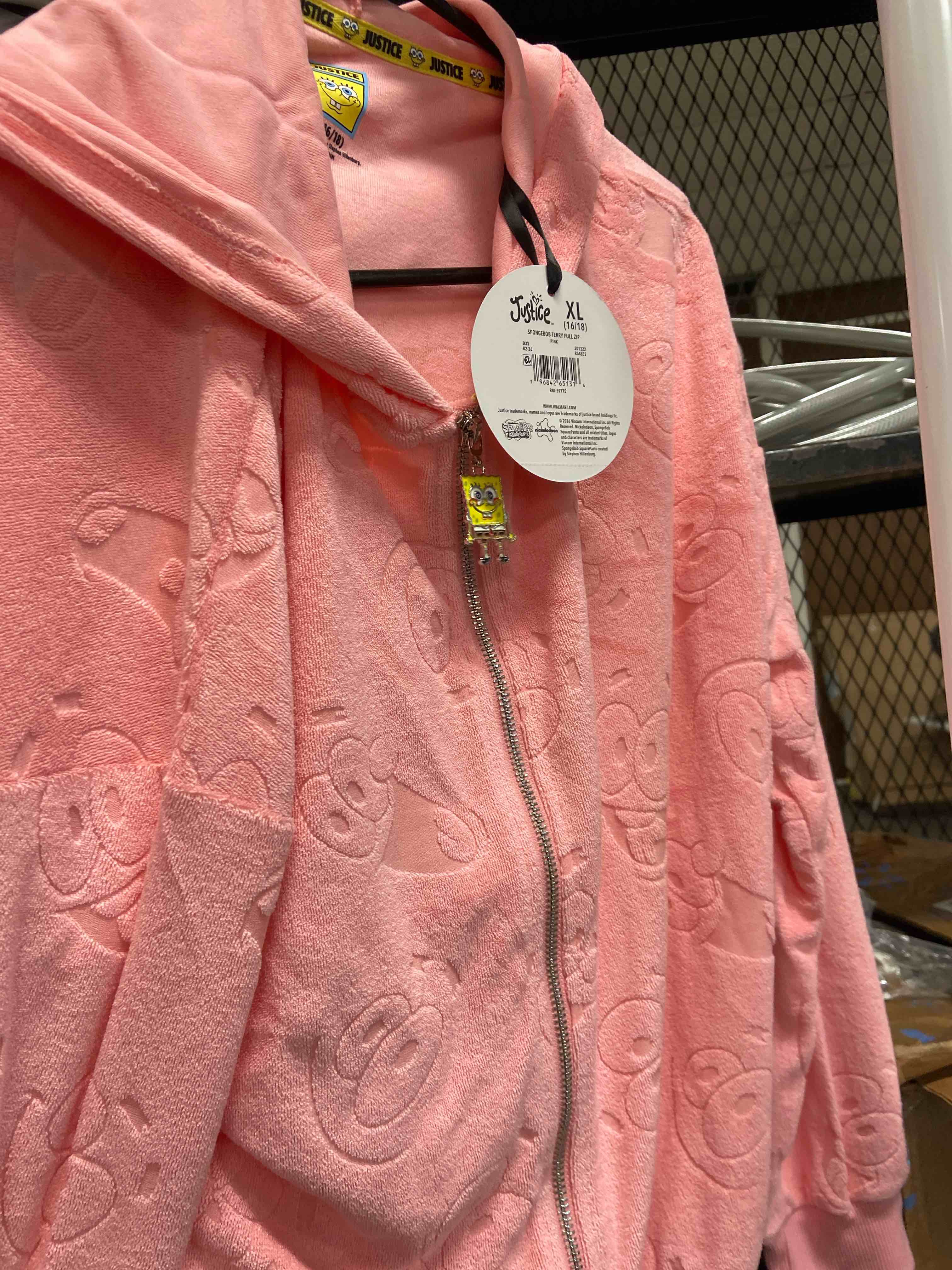 Condition photo showing New/Like New for spongebob x justice girls french terry full zip sizes xs - xlp