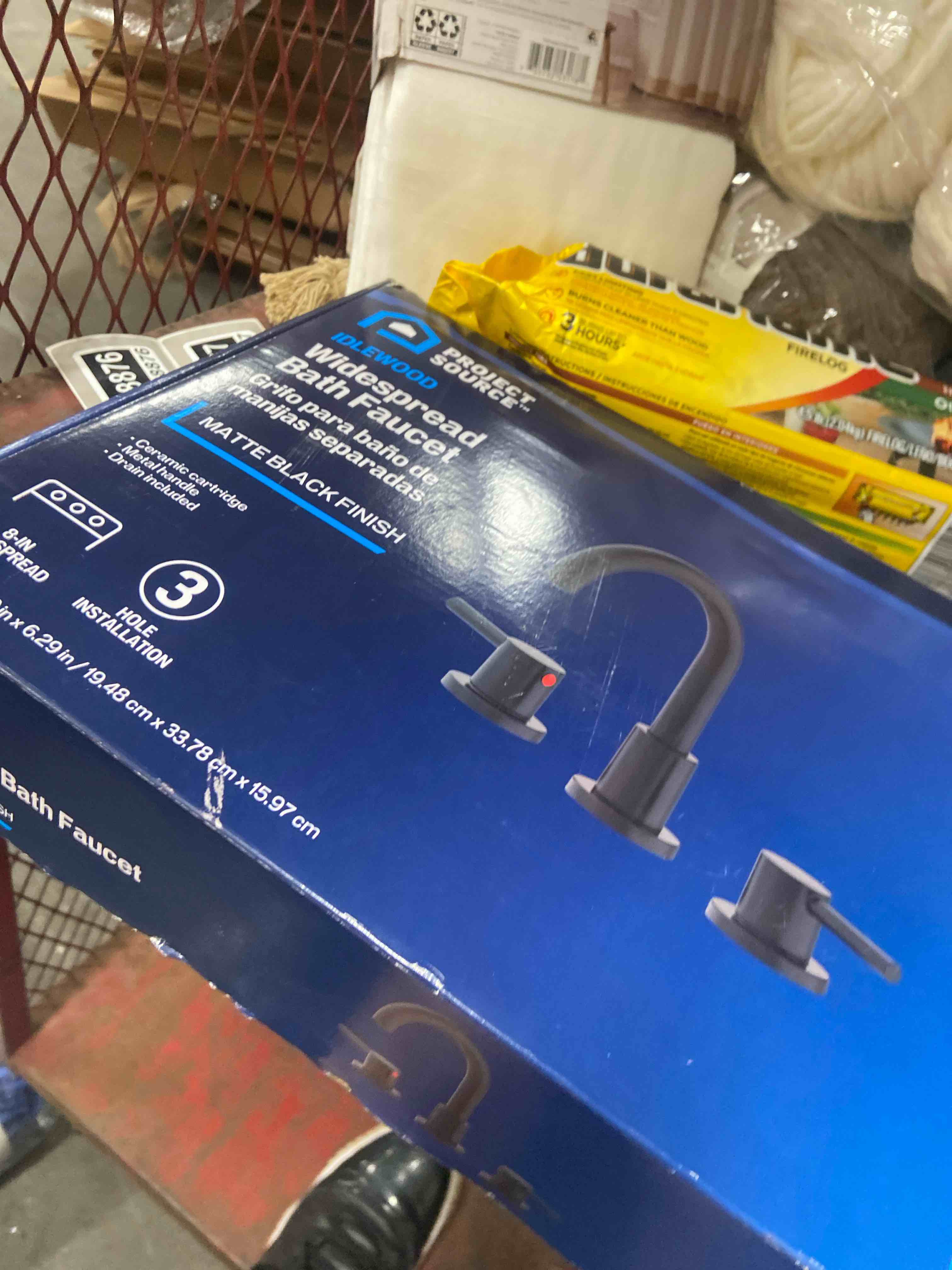 Condition photo showing Good Condition for project source matte black widespread 2-handle watersense bathroom sink faucet with drain