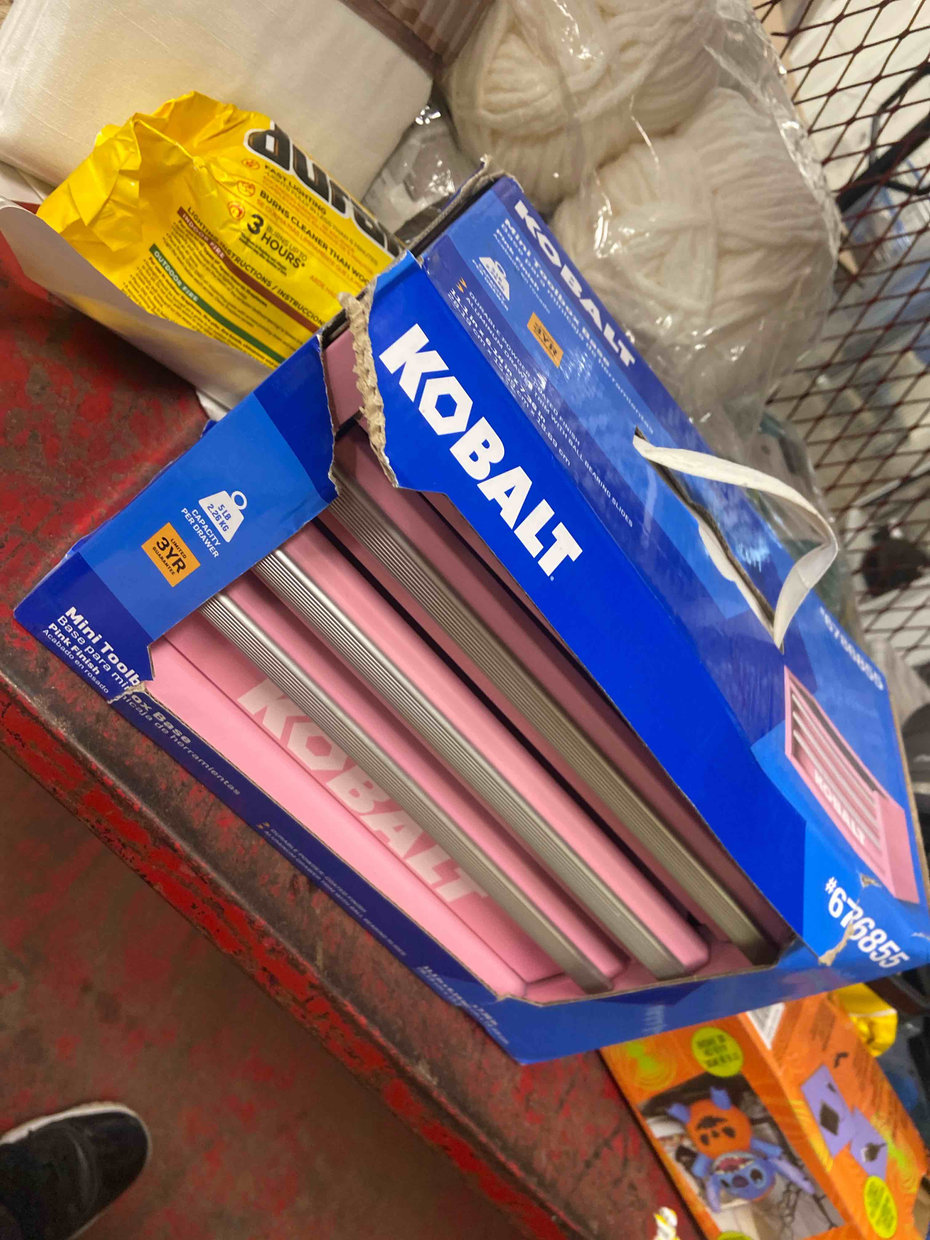 Condition photo showing New/Like New for kobalt mini 2-drawer pink steel tool box