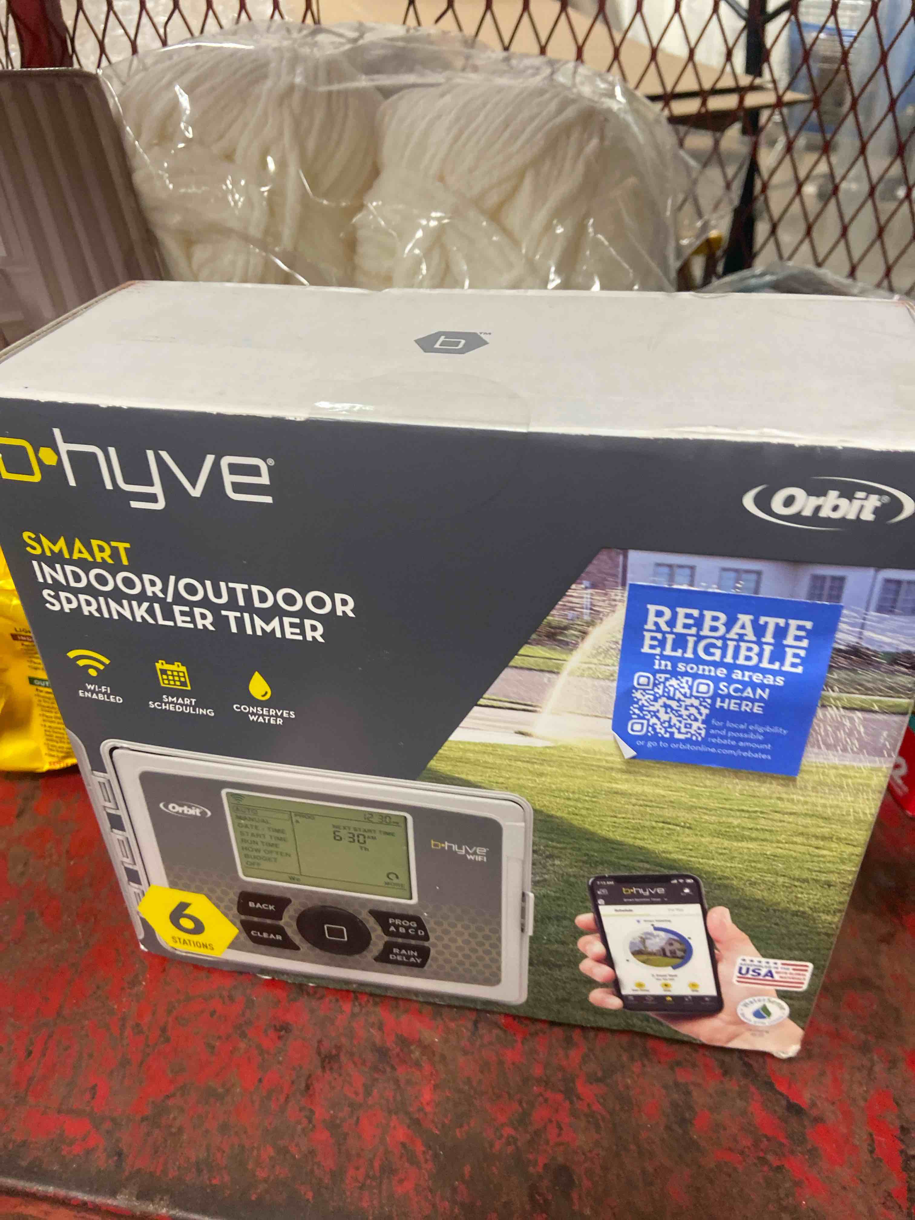 Condition photo showing New/Like New for orbit b-hyve smart indoor/outdoor sprinkler controller - 6-zone - app controlled smart controller with custom irrigation schedules - weatherproof multi-zone sprinkler system - 57946 6-zone sprinkler controller