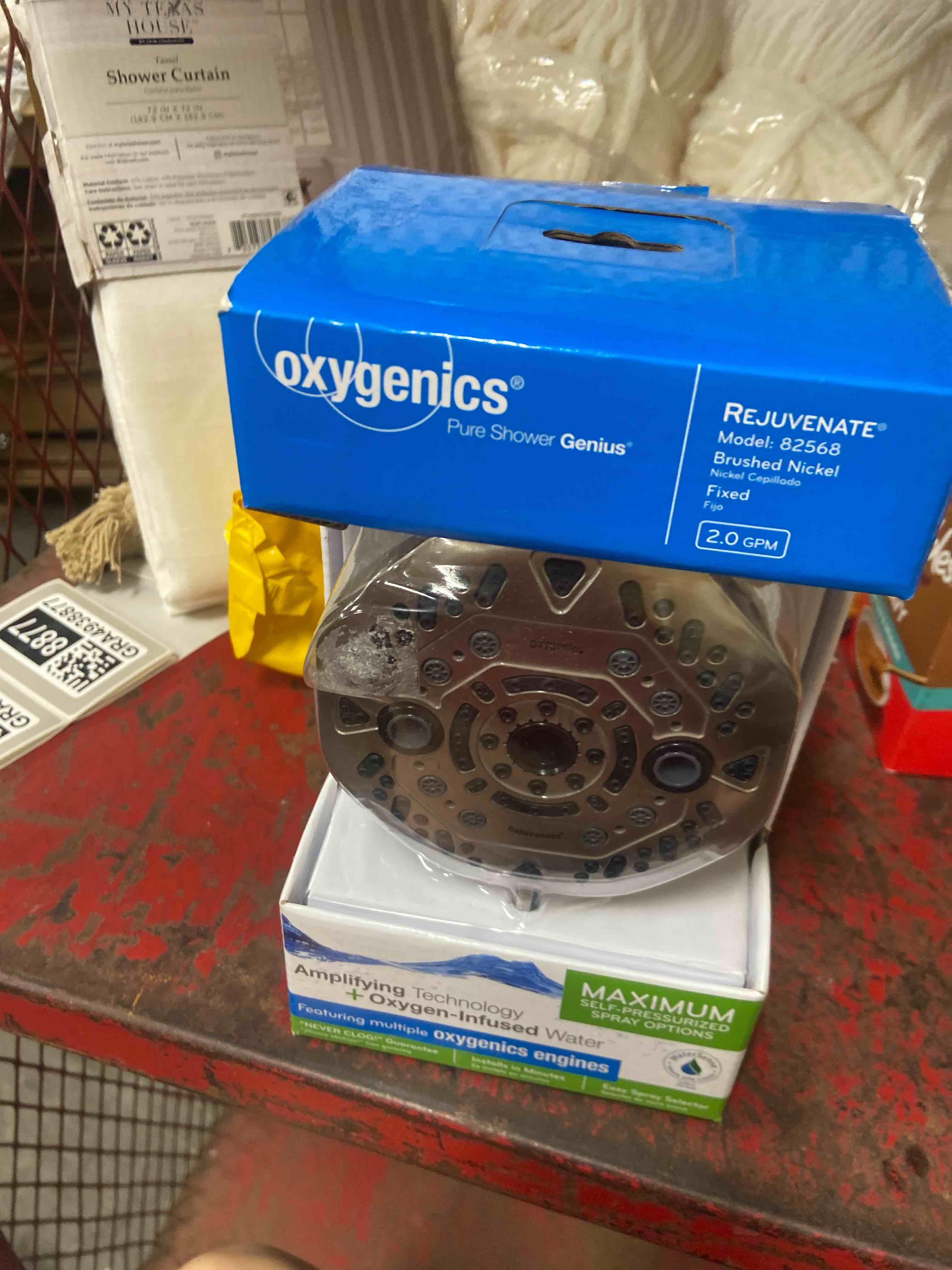 Condition photo showing New/Like New for oxygenics rejuvenate brushed nickel fixed shower head