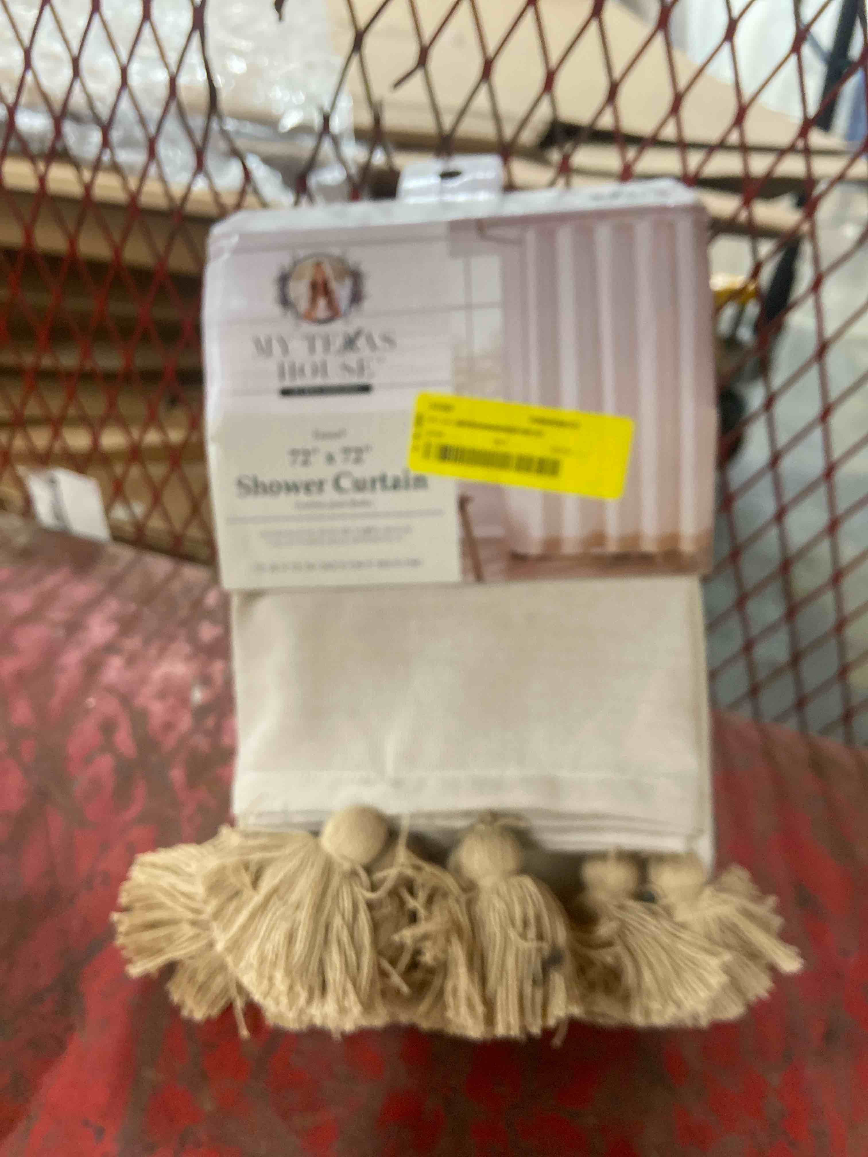 Condition photo showing New/Like New for my texas house taupe tassel fabric shower curtain 72 x 72