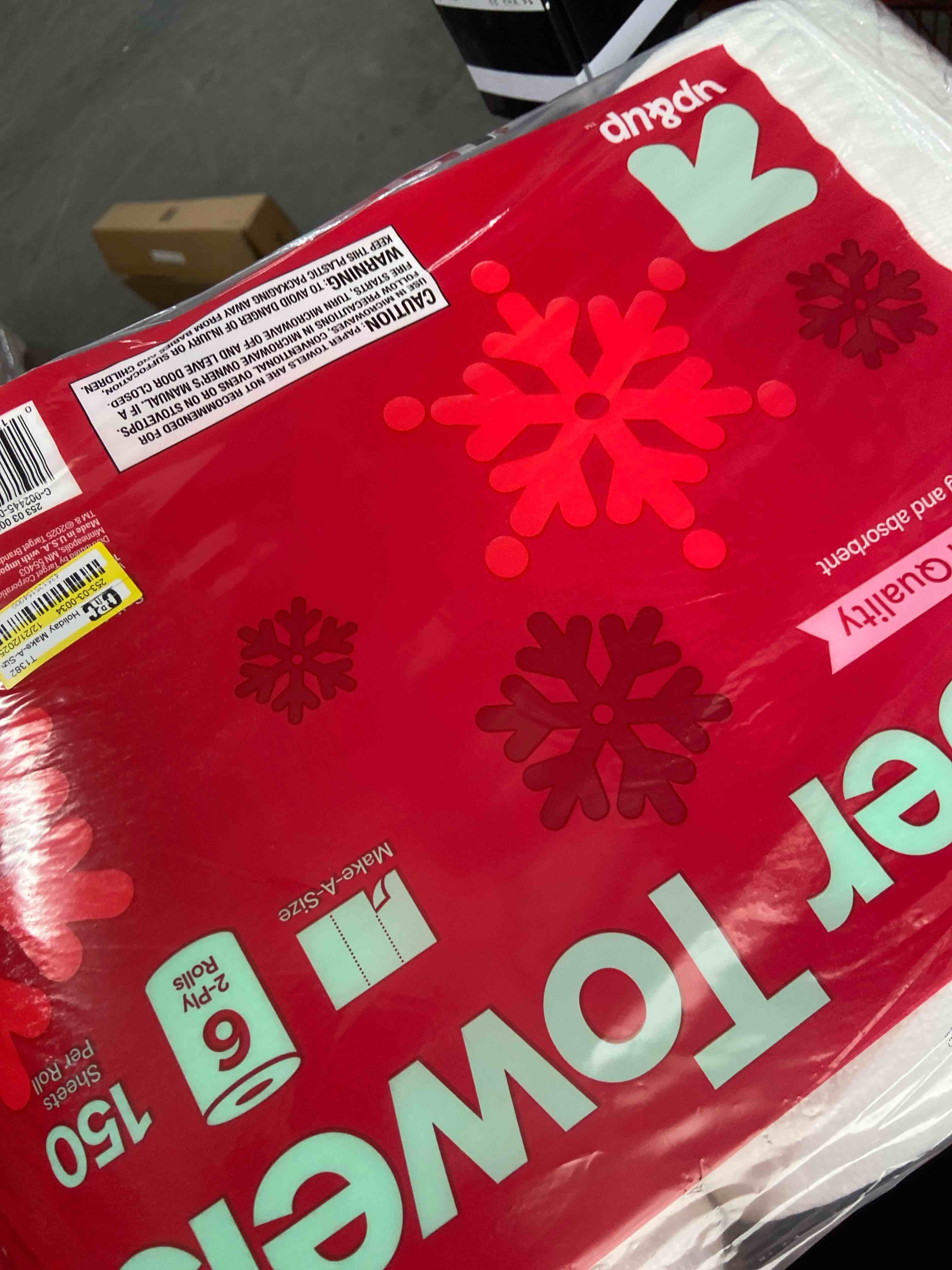 Condition photo showing New/Like New for holiday make-a-size paper towels - 150 sheets - 6 triple rolls - up&up™