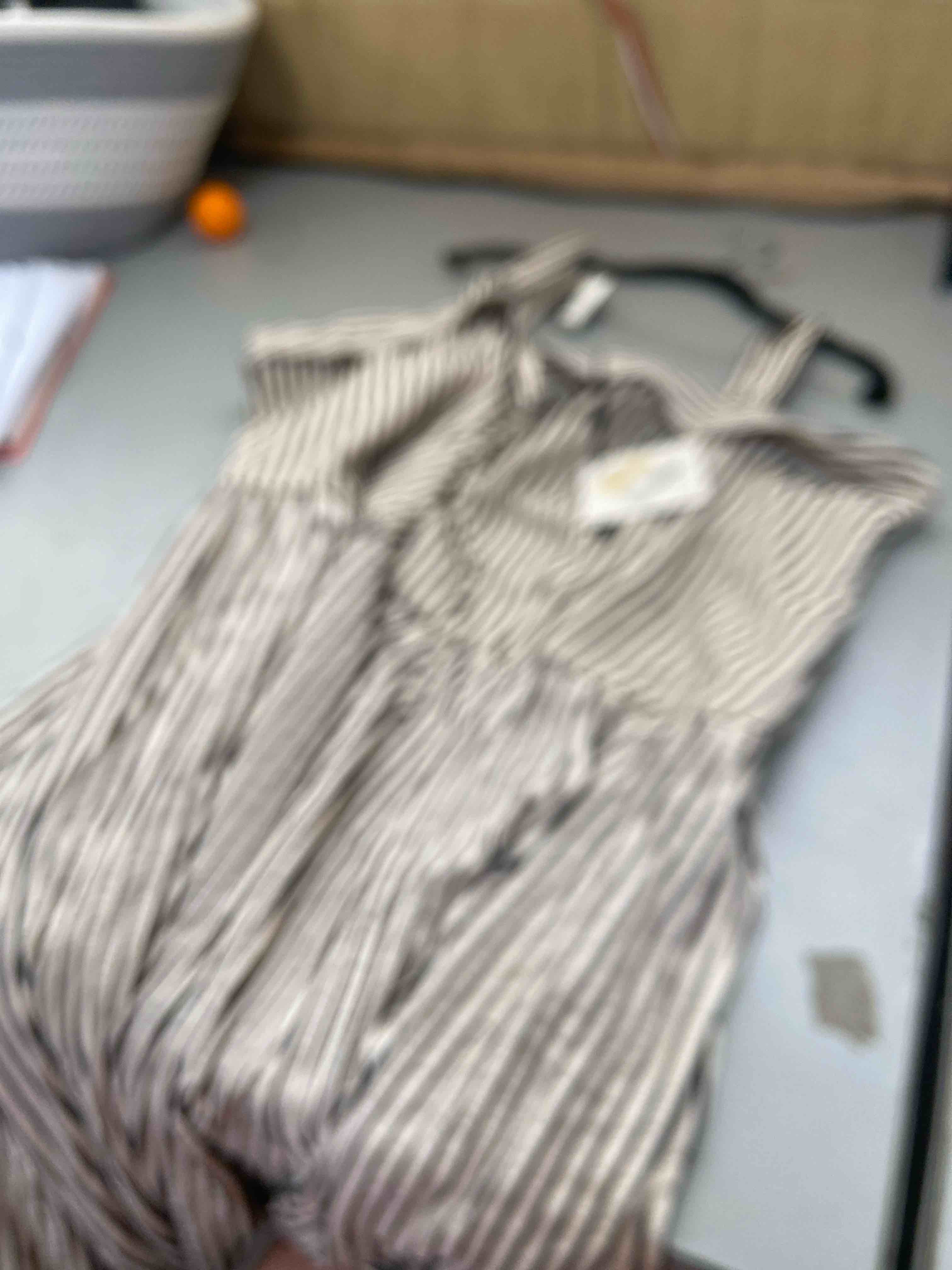 Condition photo showing New/Like New for women's plus wide strap sleeveless scoop tie-front midi a-line dress - ava & viv™ cream/black striped 3x