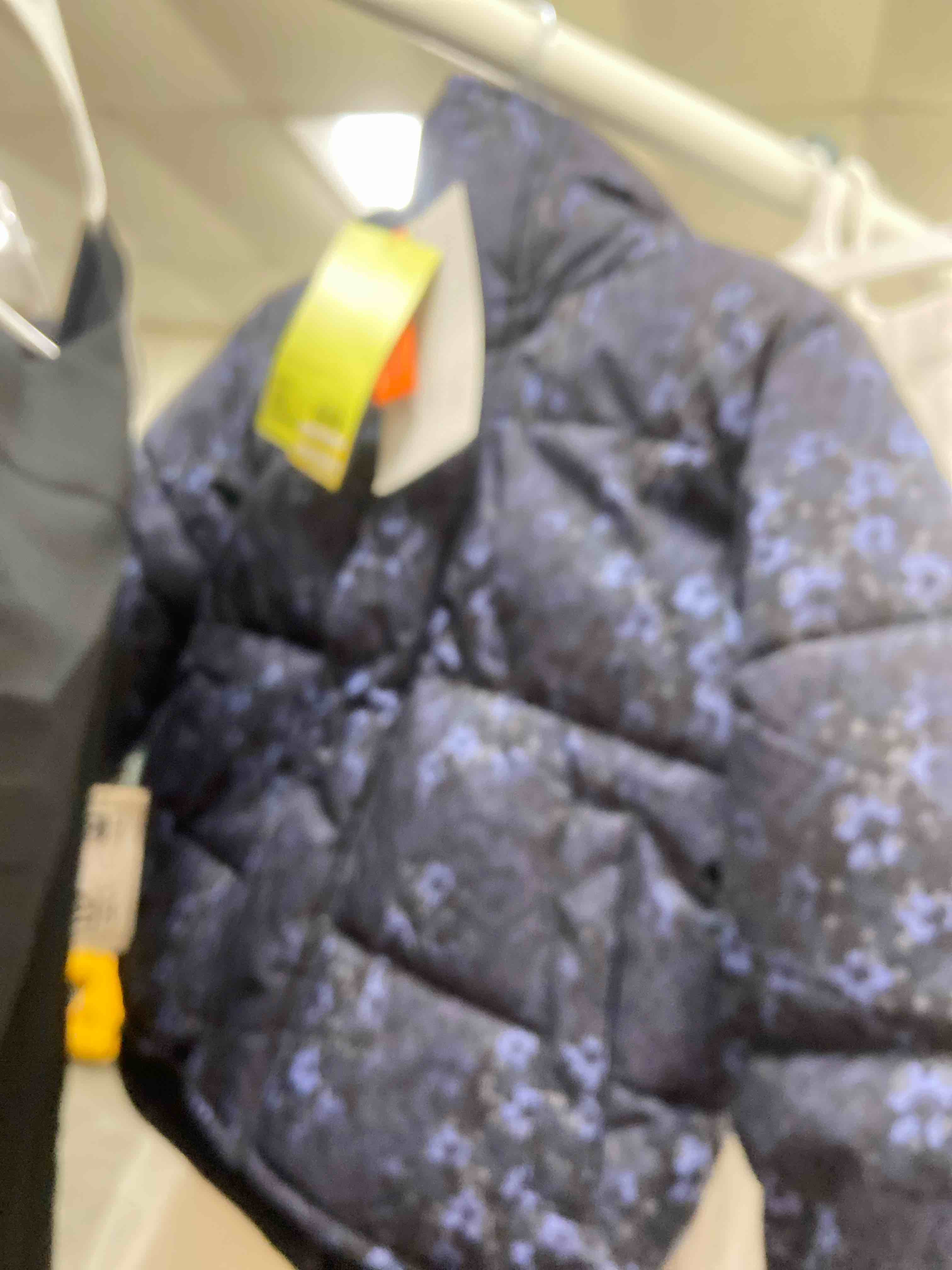 Condition photo showing New/Like New for girls' floral printed puffer jacket - all in motion™ black s 6/7