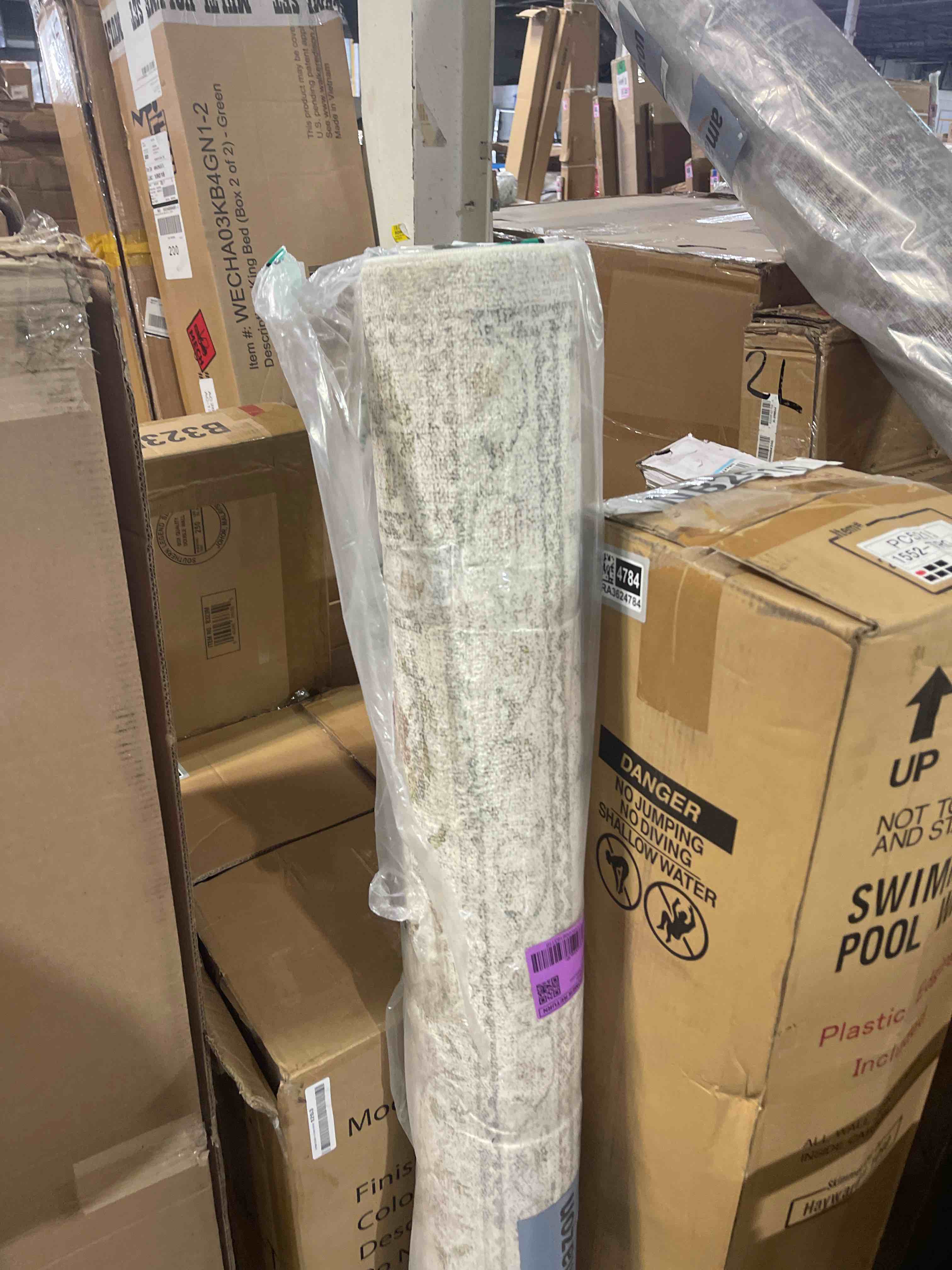 Condition photo showing New/Like New for safavieh madison collection area rug - 6'7" x 9'2", silver & ivory, snowflake medallion distressed design, non-shedding & easy care, ideal for high traffic areas in living room, bedroom (mad603g)