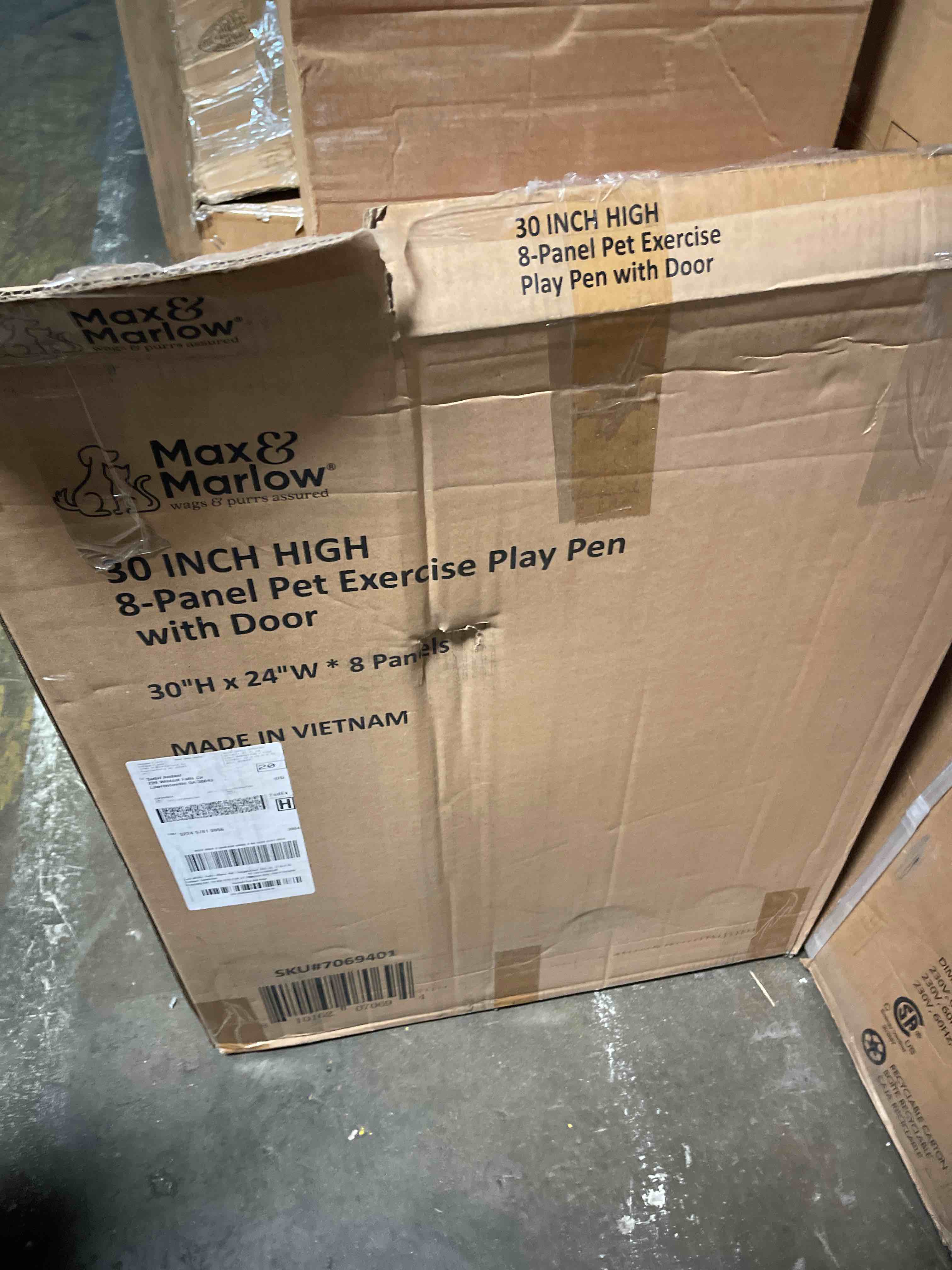 Condition photo showing New/Like New for max & marlow portable dog playpen 8-panel metal dog fence indoor & outdoor use customizable 30 height