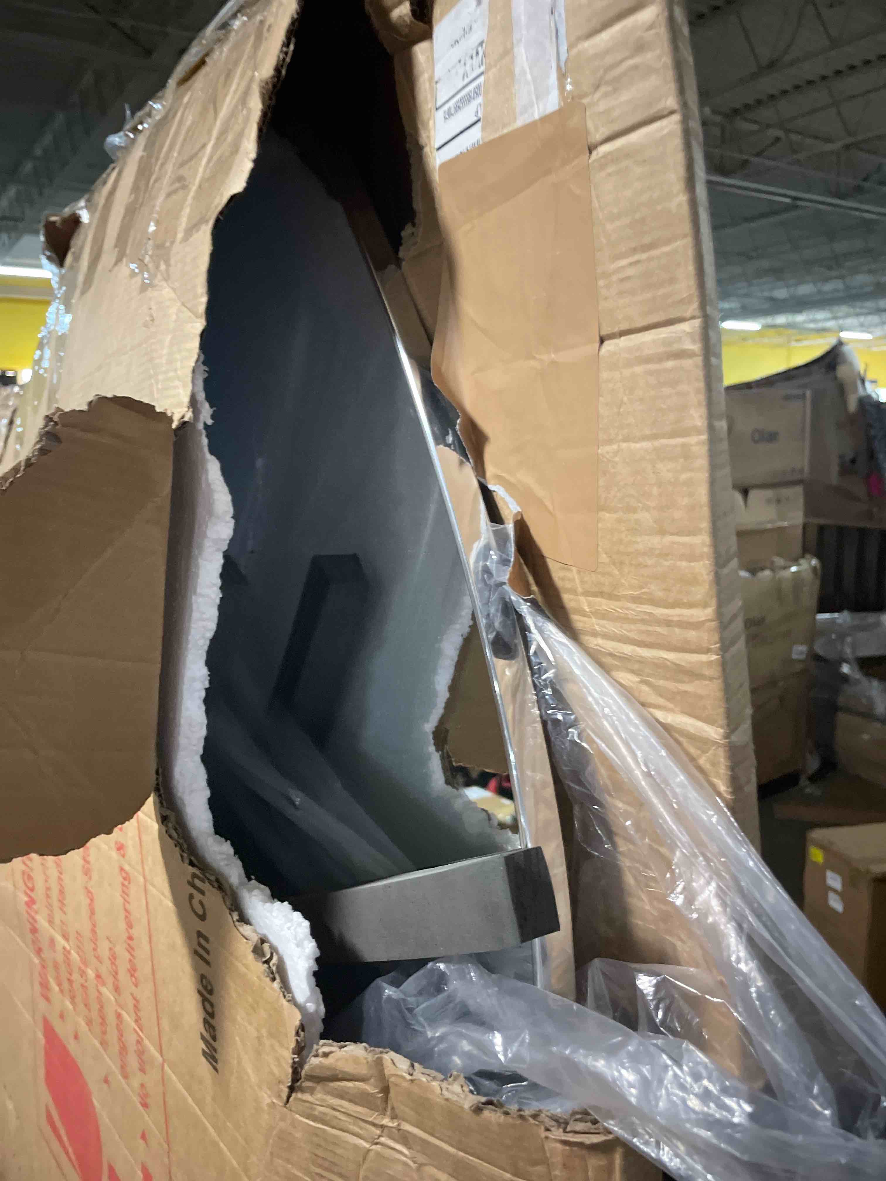 Condition photo showing New/Like New for kate and laurel caskill modern barrel mirror, 20 x 32, silver, rounded rectangle mirror for wall