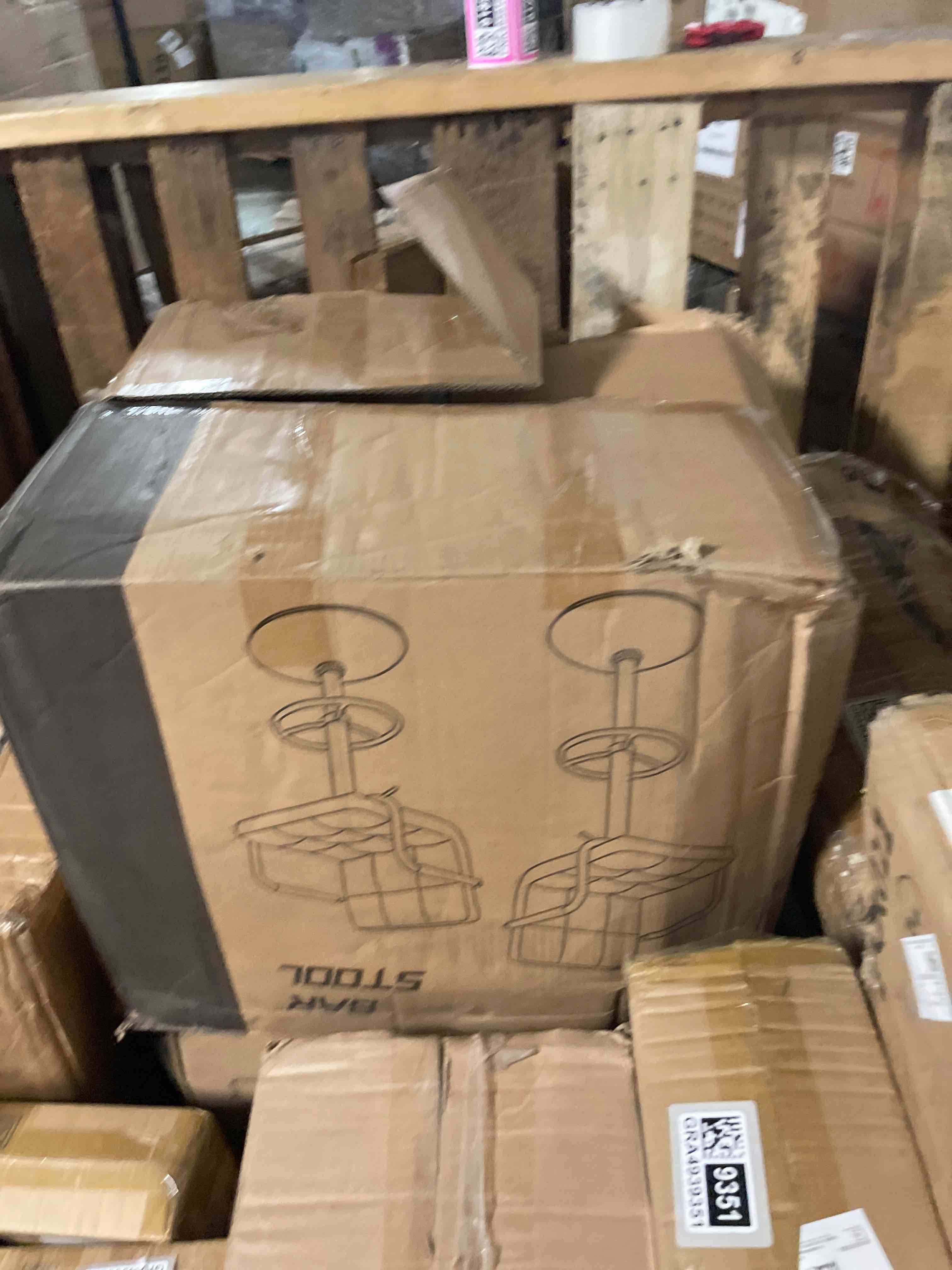 Condition photo showing Good Condition for (2boxes)bar stools set of 4, swivel with backs, adjustable height, black | 360° swivel barstools feature padded pu leather seats, supportive backs, 300 lb capacity for kitchen islands