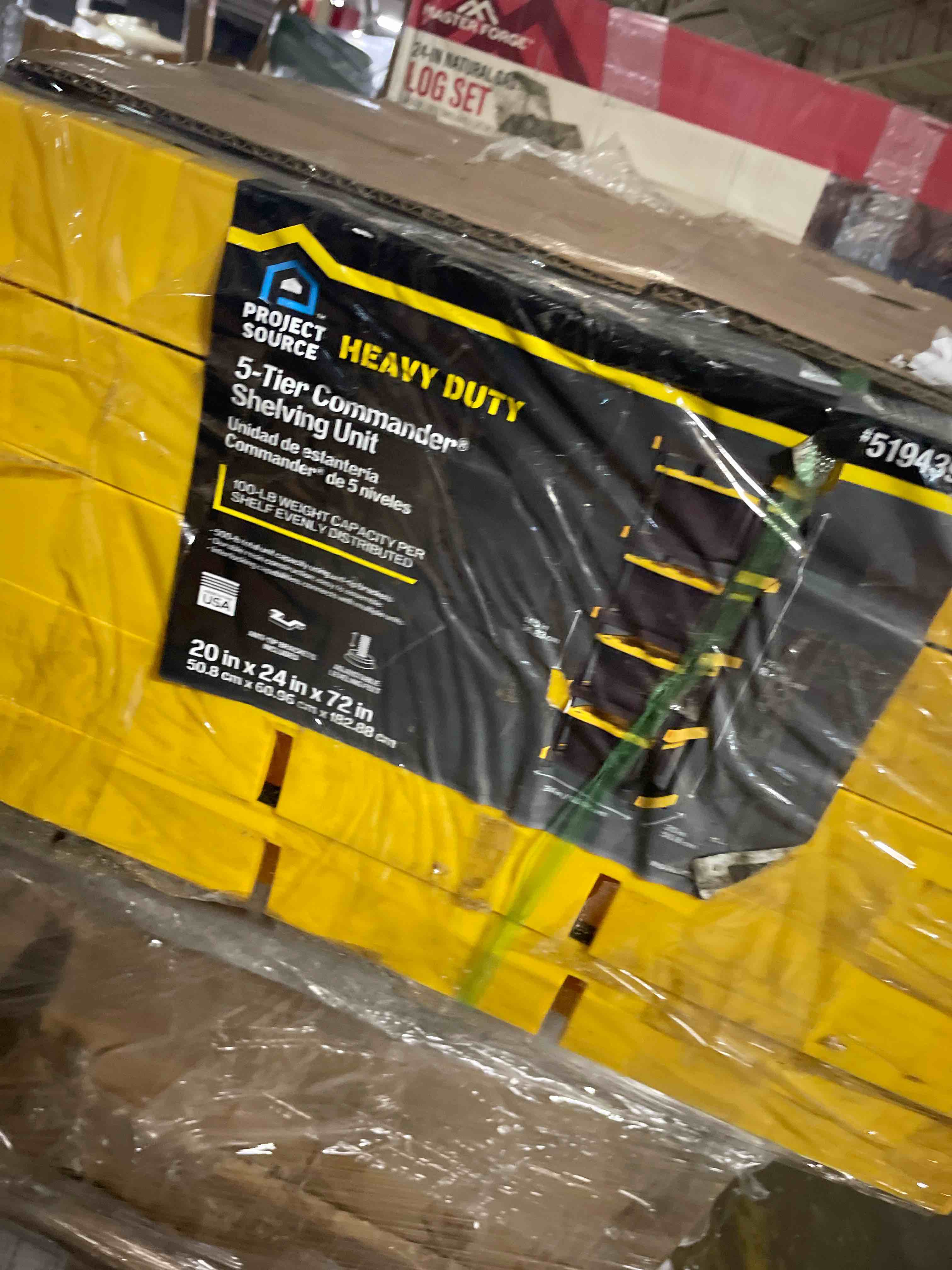 Condition photo showing Good Condition for black & yellow®, 5-tier heavy duty plastic storage shelving unit, 100lbs/shelf (72”h x 24”w x 20”d), for indoor/outdoor organization, modular rack