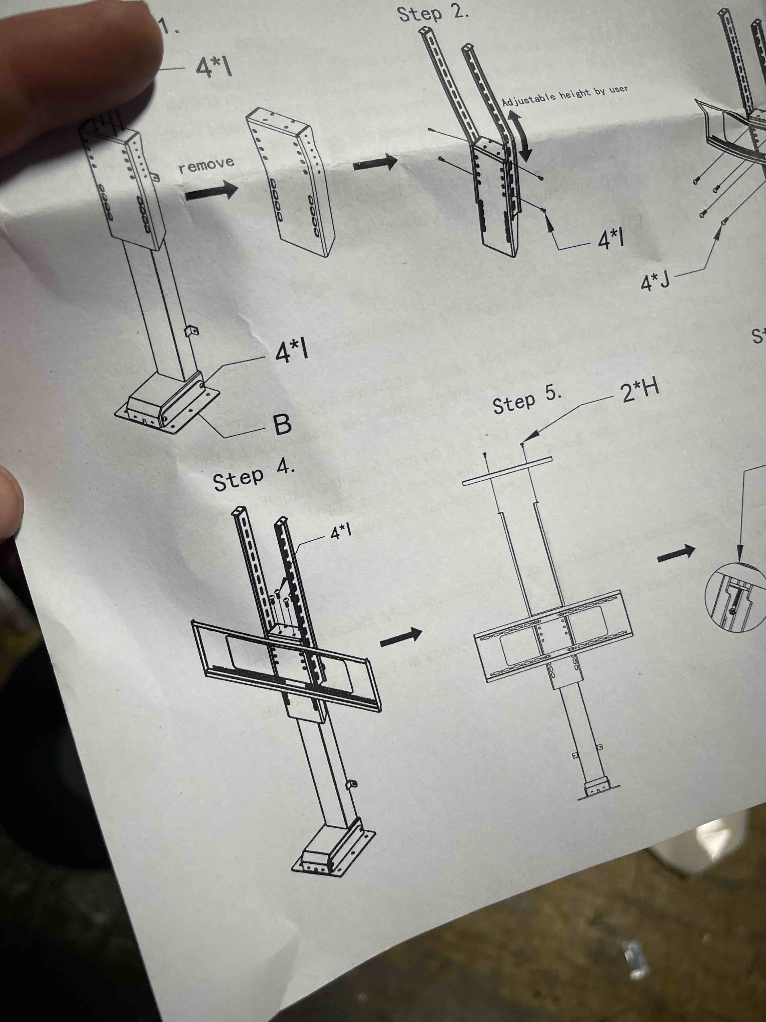 Condition photo showing New/Like New for vivo motorized tv stand for 37 to 65 inch screens, vertical lift television stand with remote control, compact tv mount bracket, mount-e-up65a