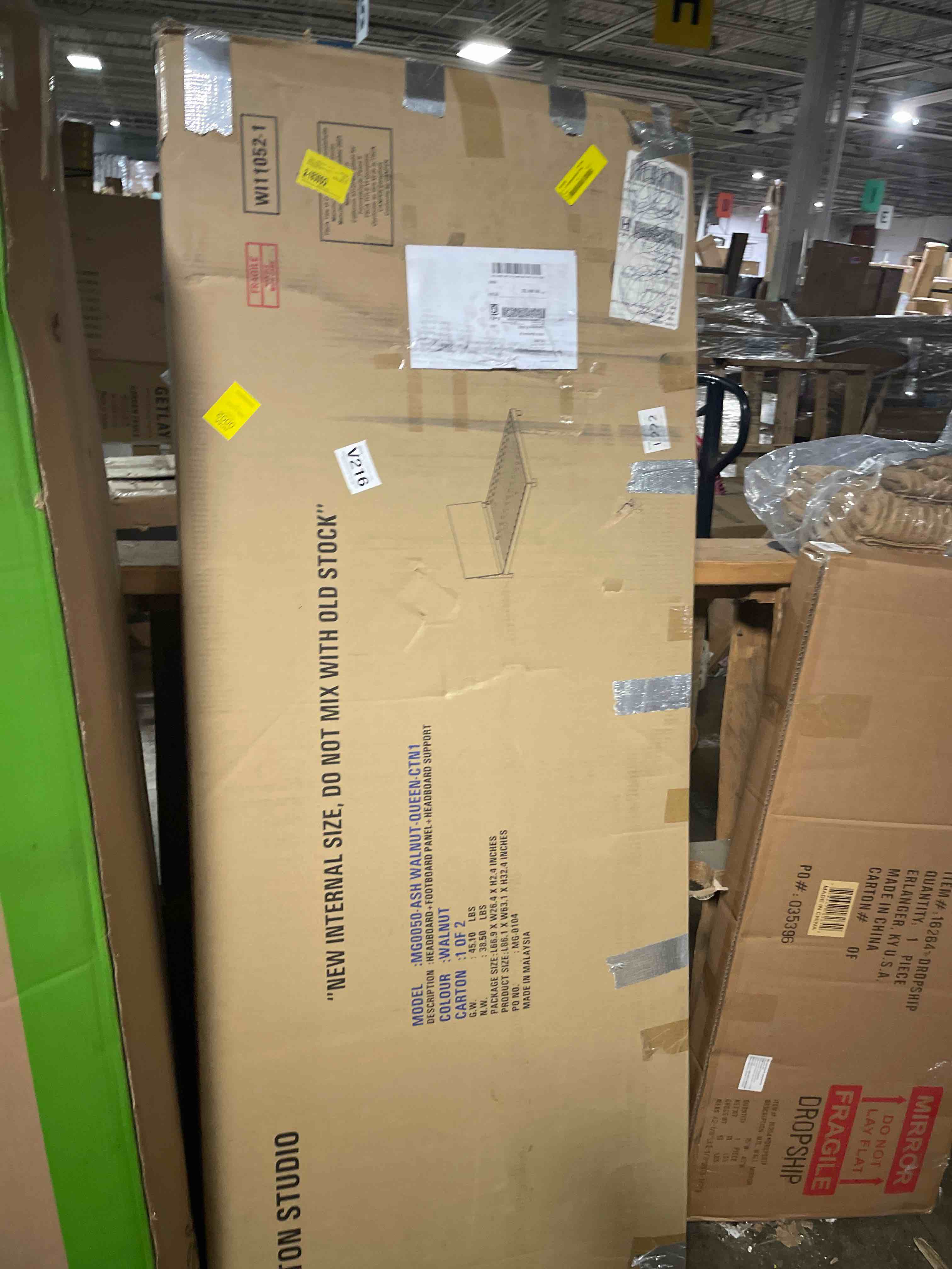 Condition photo showing As Is for (headboard footboard only)afi, pasadena full solid wood low profile platform bed, walnut