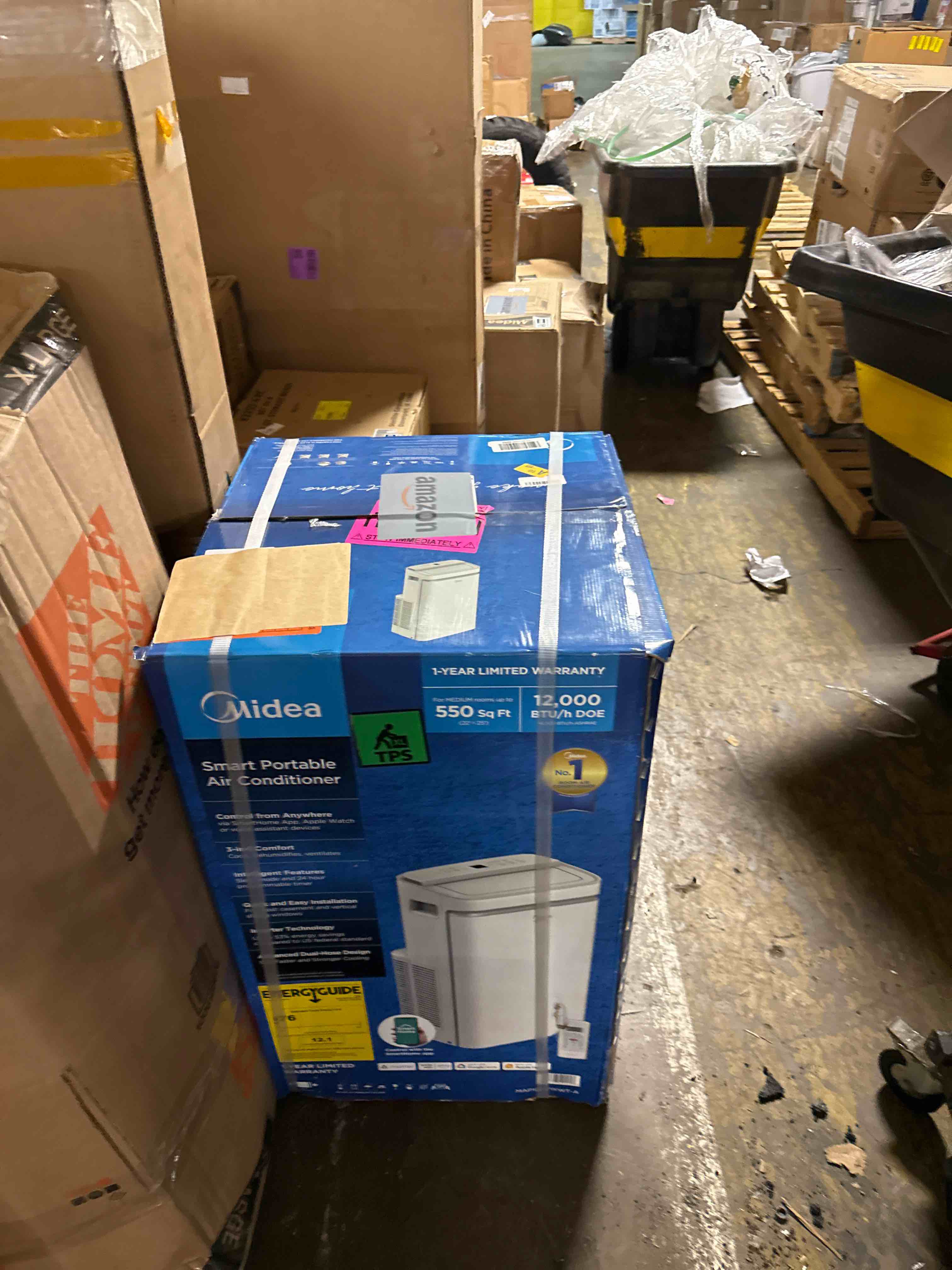 Condition photo showing As Is for midea 14,000 btu dual hose portable air conditioner, inverter, 2026 new | 12,000 btu sacc dual hose & inverter portable ac, cools up to 550 sq. ft. smart wi-fi & remote control, window kit included