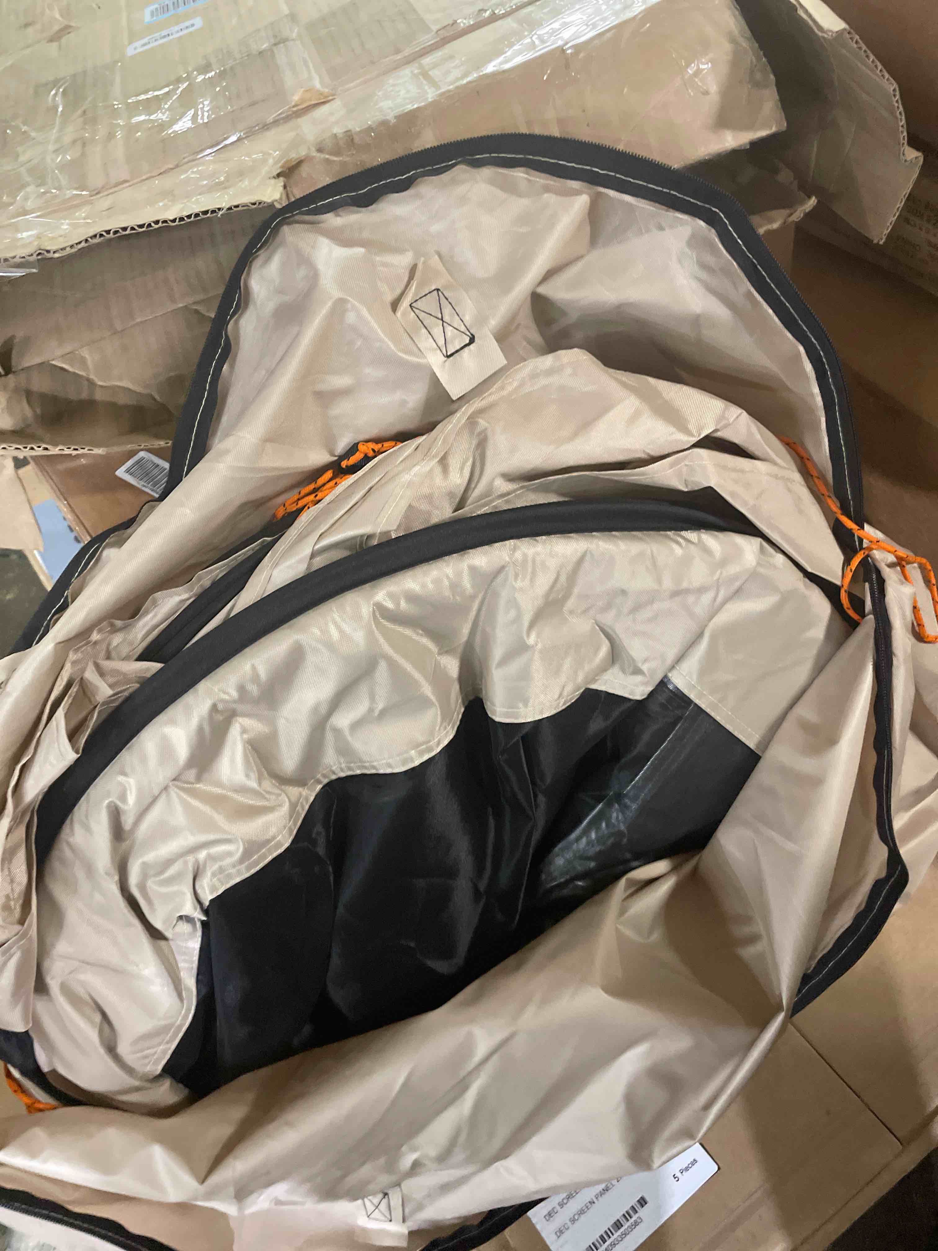 Condition photo showing Good Condition for vevor pop up screen house tent, 12 x 6 ft, 2 in 1 screen gazebo, portable screened in canopy with carry bag, netting sides, ground stakes, for garden, patio, backyard, and outdoor activities, beige