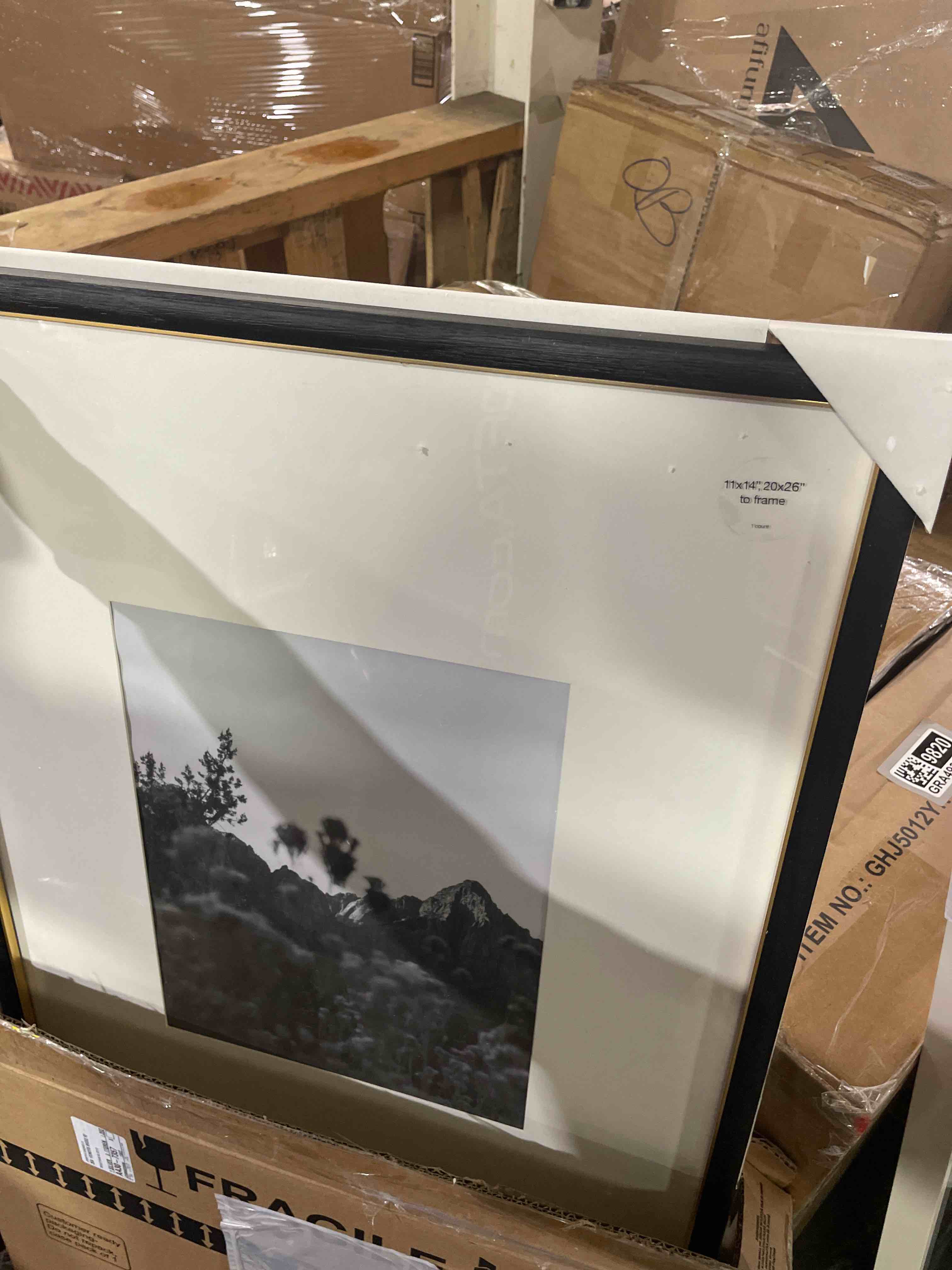 Condition photo showing New/Like New for fun memories 20x26 picture frame, 20 x 26 metal poster frame with mat for 14x22 photo - hd tempered glass - vertical and horizontal display