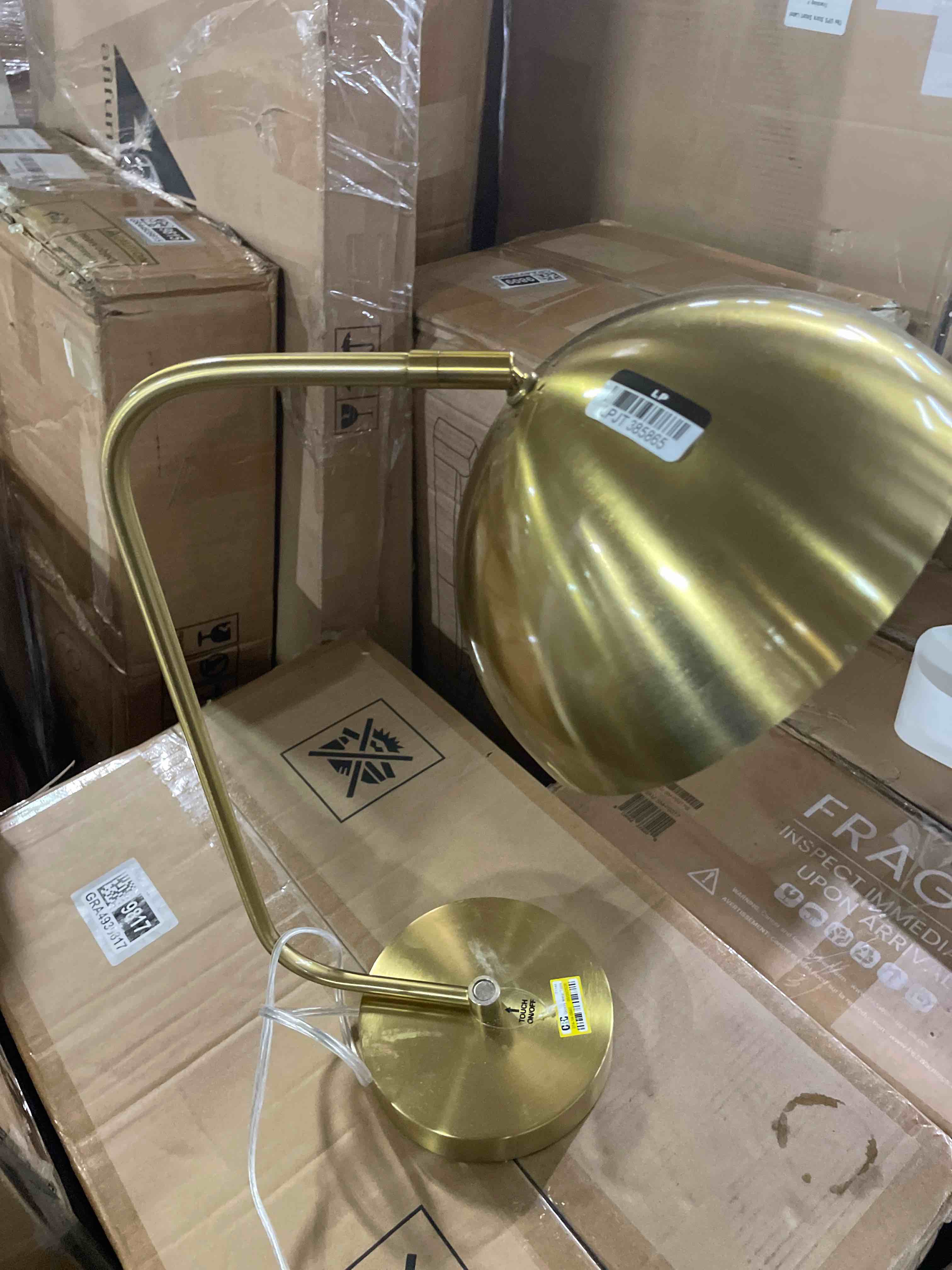 Condition photo showing As Is for monarch specialties 9644 lightingtable lamp, gold metal, shade, contemporary lighting-19 h table, 10.75" l x 6" w x 18.5" h