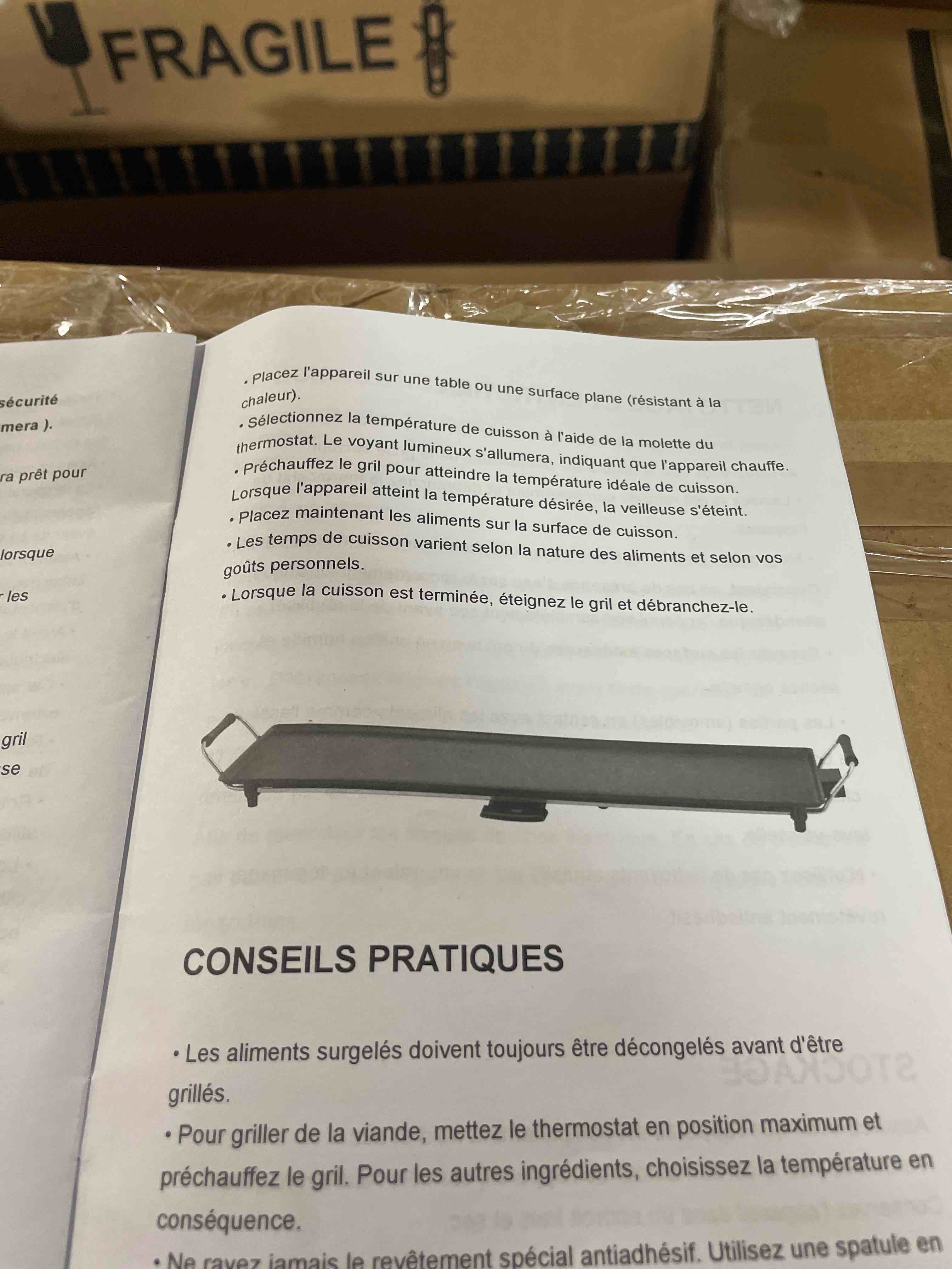 Condition photo showing New/Like New for aewhale electric nonstick extra larger griddle grill-35" teppanyaki grill bbq with adjustable temperature &insulated handles for indoor/outdoor 35*9 inch
