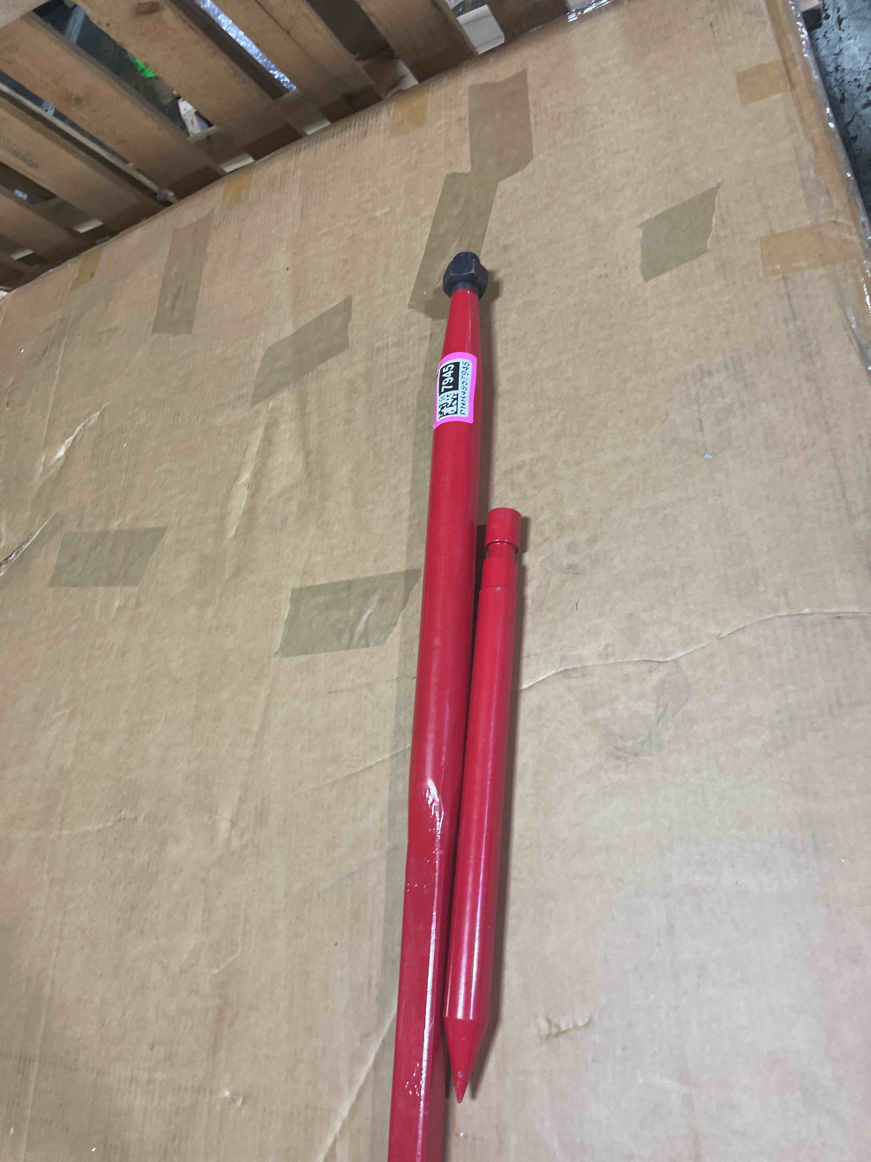 Condition photo showing As Is for 49" hay spear, 4500lbs capacity quick attach square hay bale spears with 2 pcs 17" stabilizer spears, hay bale spike with hex nut, for buckets tractors loaders bale spear with stabilizer spear
