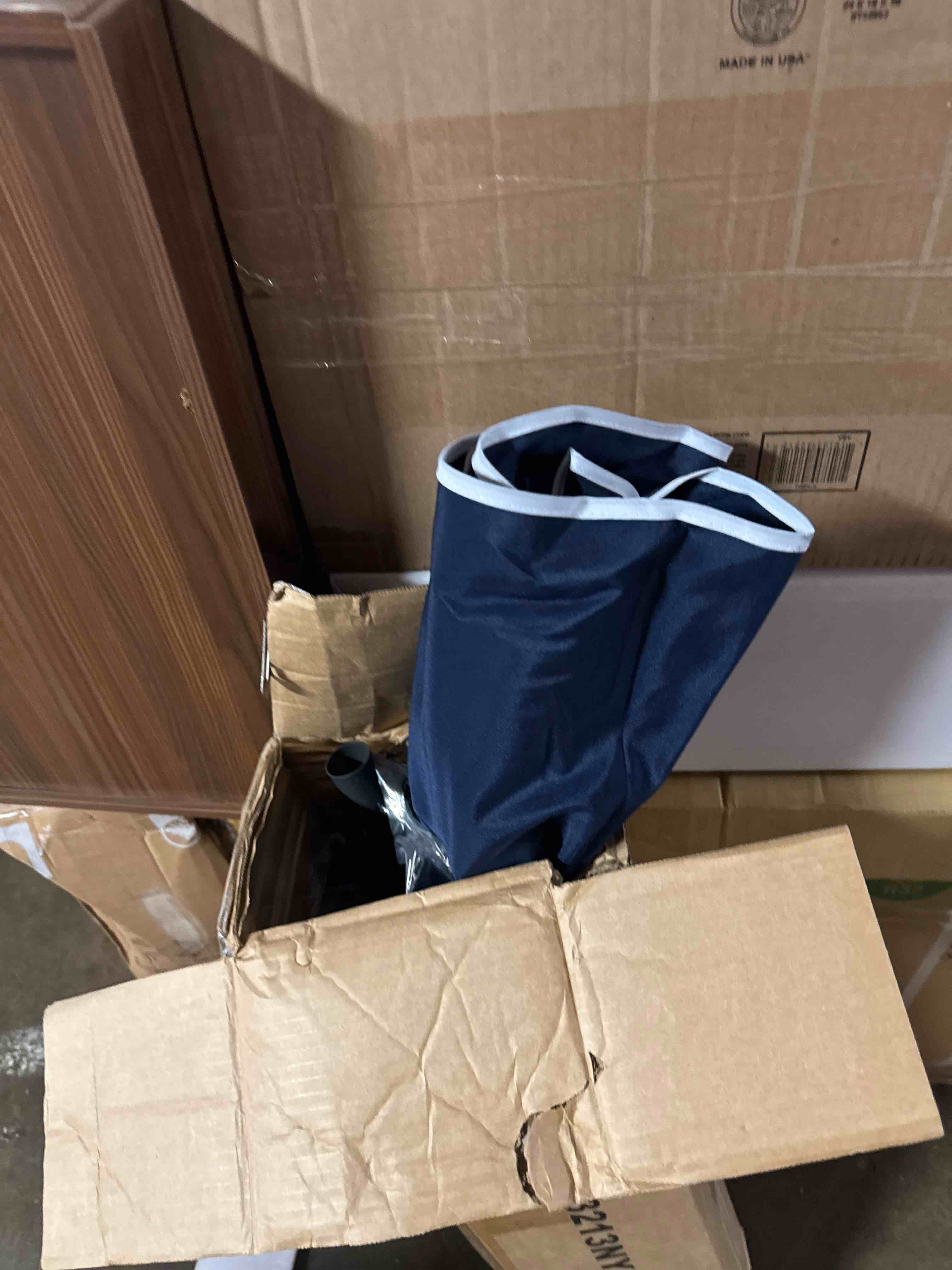 Condition photo showing Good Condition for best choice products 7.5ft patio market umbrella with wavy trim, uv-fade-resistant 210g canopy, crank & tilt, wind vent, heavy-duty frame - navy blue