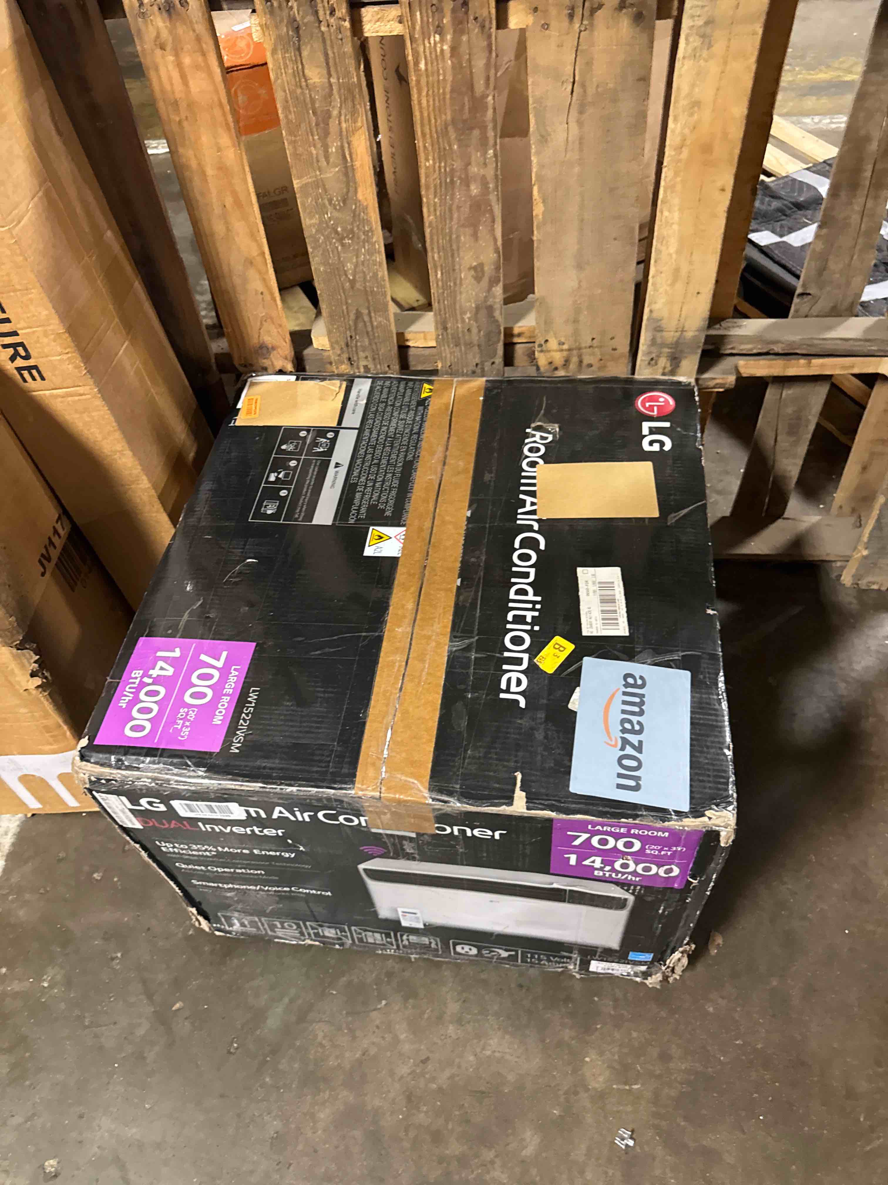 Condition photo showing As Is for lg 14000 btu window air conditioner energy saving dual inverter remote control wifi enabled works w/lg thinq, alexa washable filer ultra-quiet cools 700 sq.ft. for large room ac unit white lw1522fvsm